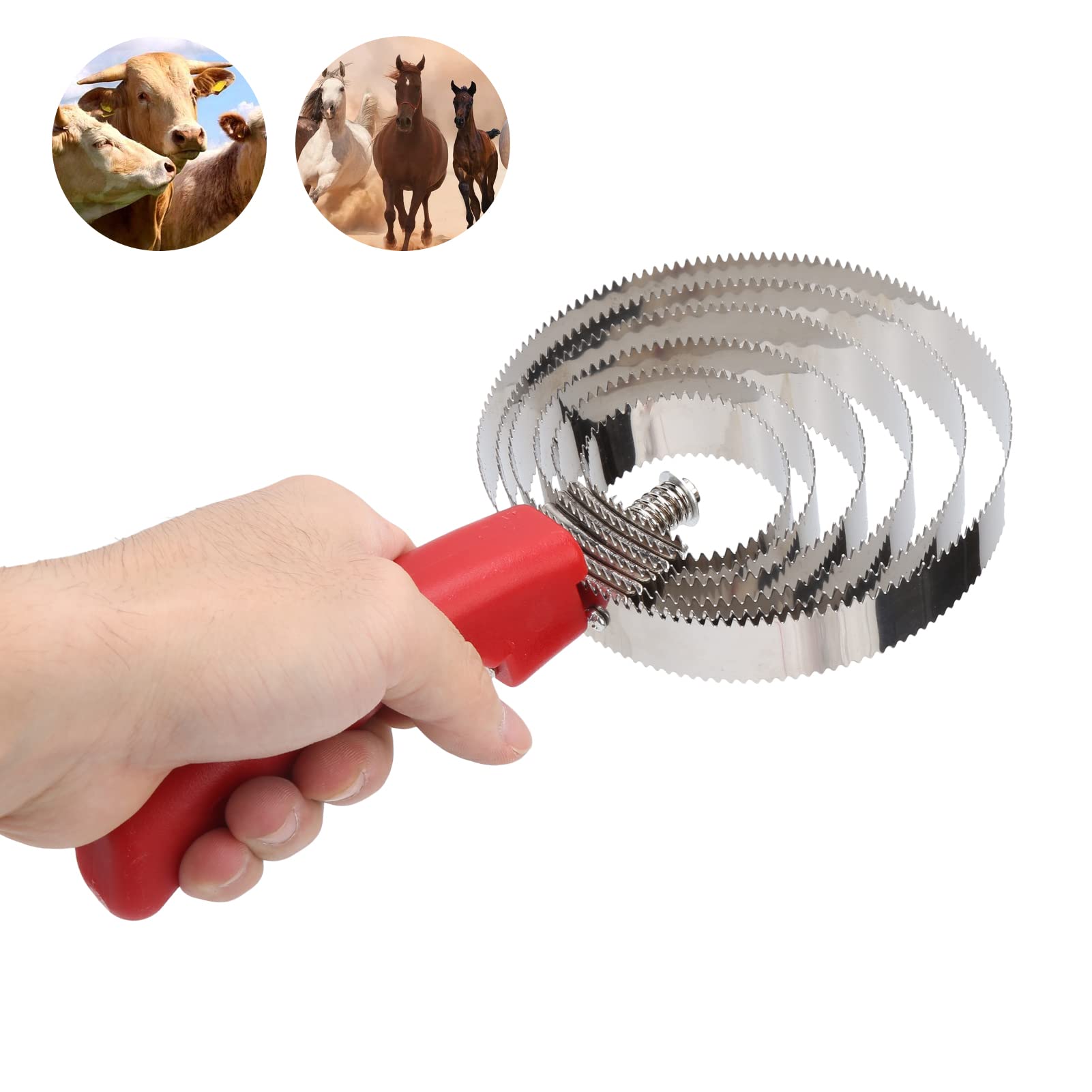 Premium Stainless Steel Livestock Grooming Brush - 6 Circle Cow & Horse Comb for Shedding & Hair Removal | Perfect for Equine Care, Cattle Grooming & Farm Animal Maintenance