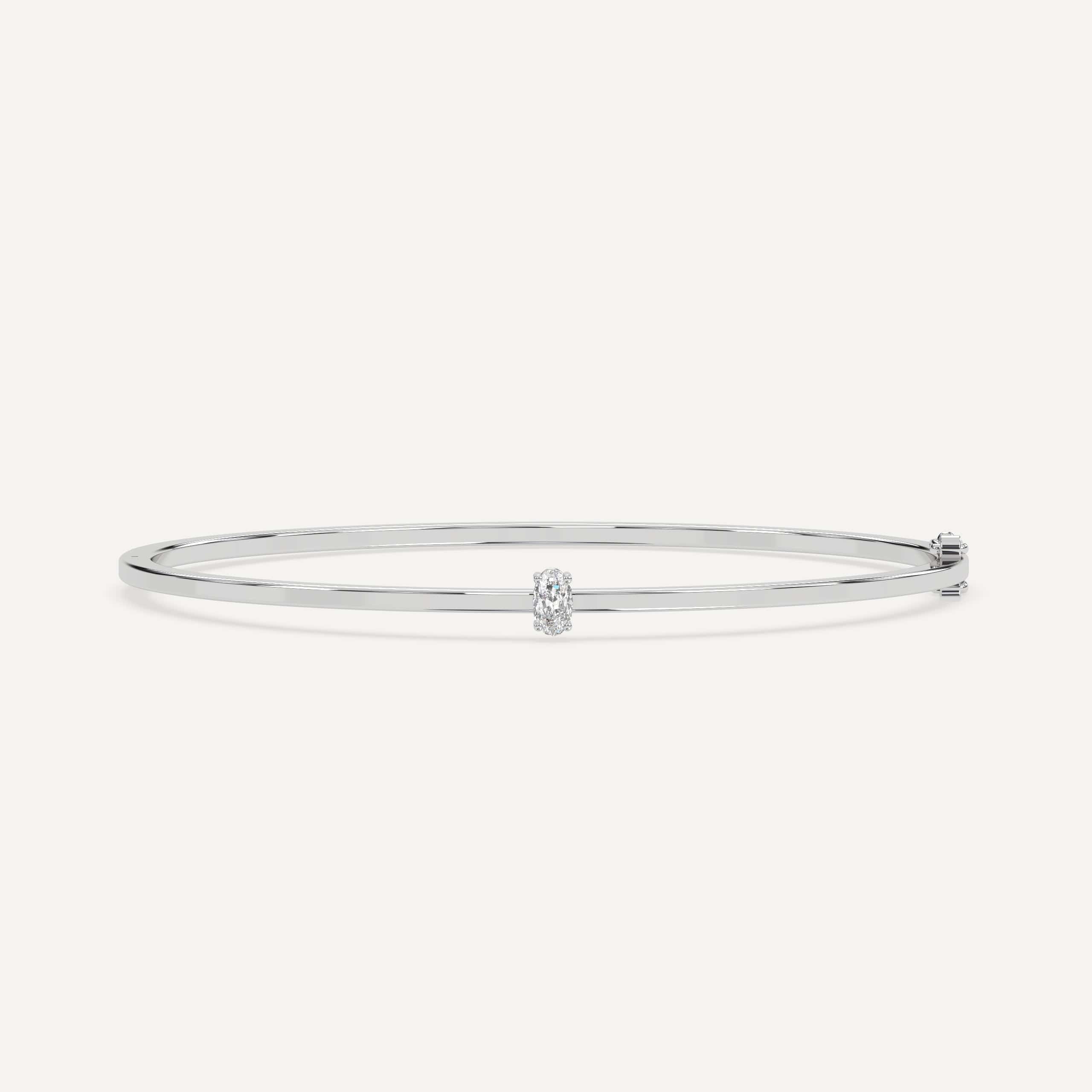 1/4 Carat Oval Diamond Solitaire Bangle Bracelet - Elegant 14K Gold Women's Jewelry for Weddings, Anniversaries & Special Occasions