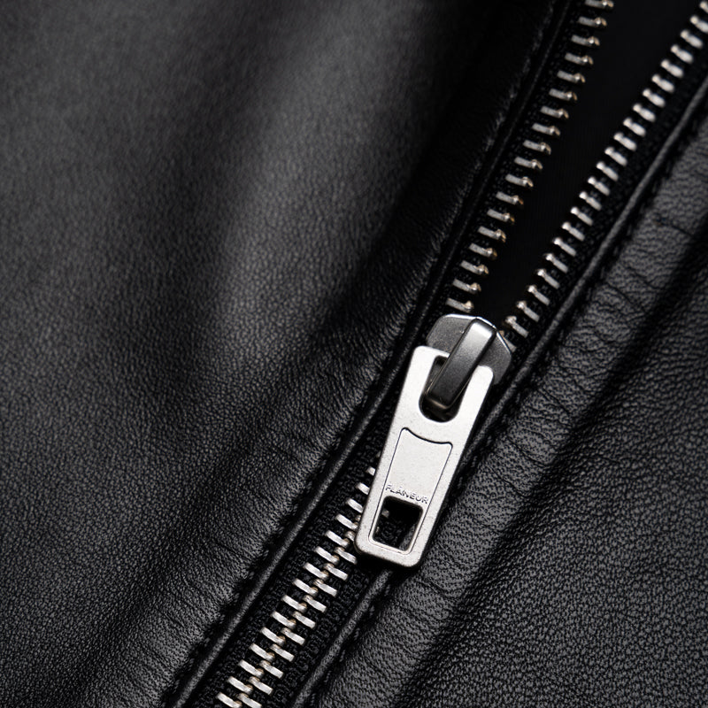 Premium Flaneur Leather Blouson Worker Jacket for Men - Black Genuine Leather Jacket - Stylish Biker & Casual Wear for Everyday Outfits