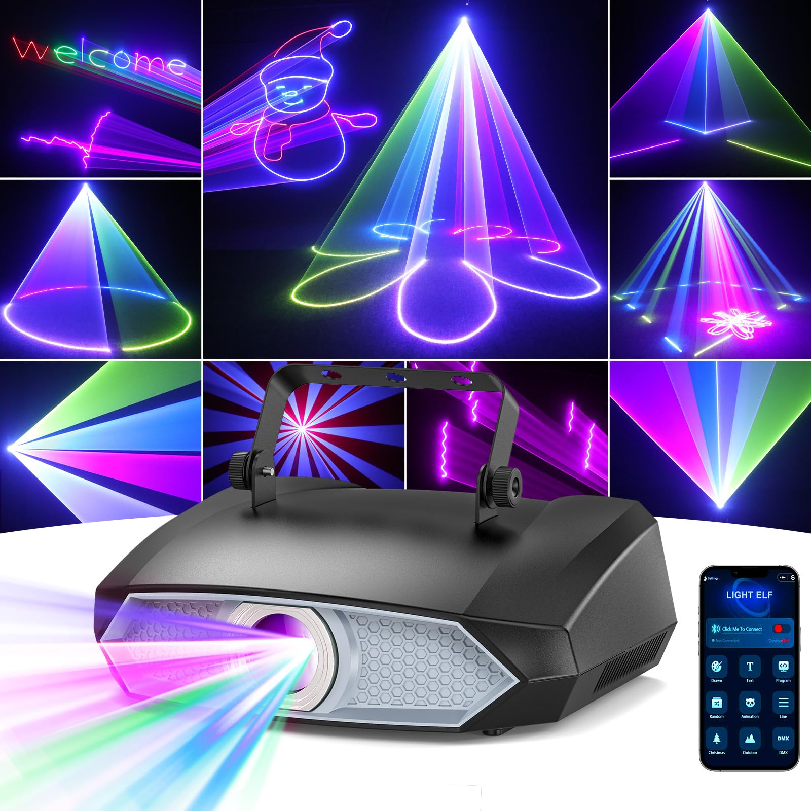 DJ Laser Light with App Control - 3D Animation Laser Projector for Light Shows | Manual Graffiti, Text Playback & Custom Programming | Perfect for DJ Parties, KTV Bars, Nightclubs, Concerts & Events