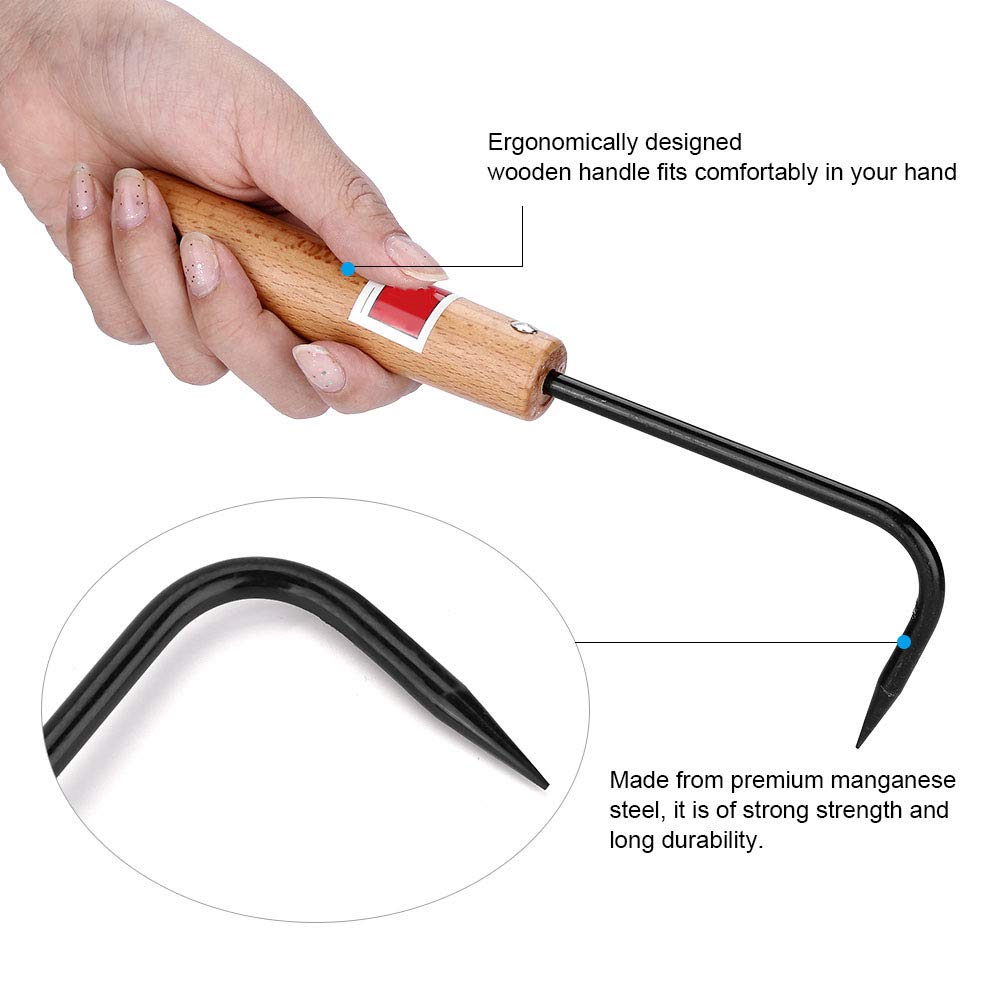 Eastbuy Bonsai Root Hook - Premium Manganese Steel Gardening Tool with Ergonomic Wooden Handle for Pruning and Repotting | Perfect for Bonsai Care, Plant Transplanting, and Garden Maintenance