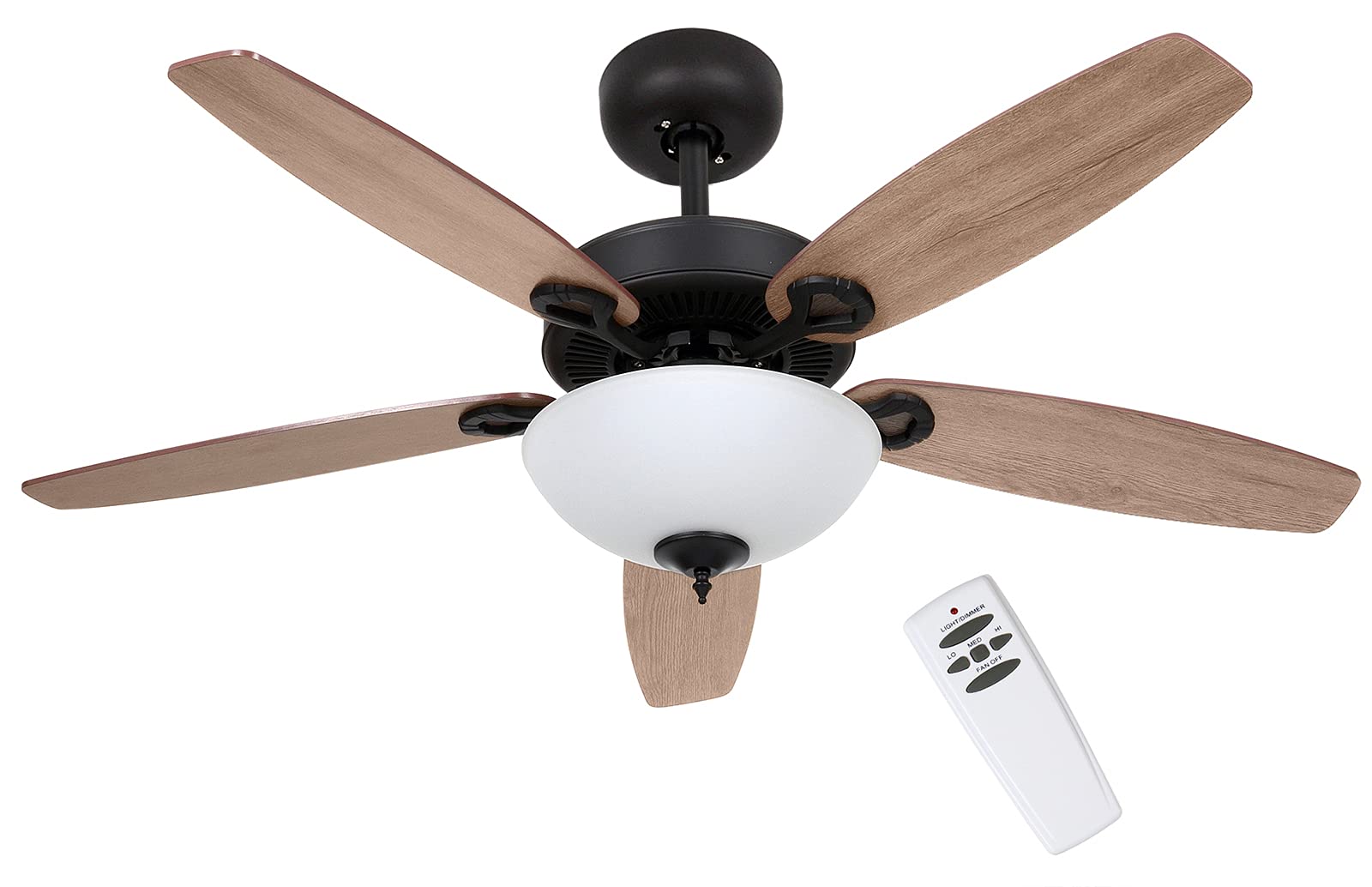 52 Inch SOLTRONICS Smart Ceiling Fan with LED Light and Remote Control - Dimmable, Reversible Blades (Kona Maple/Tumbleweed) - Perfect for Living Room, Bedroom, and Indoor Spaces