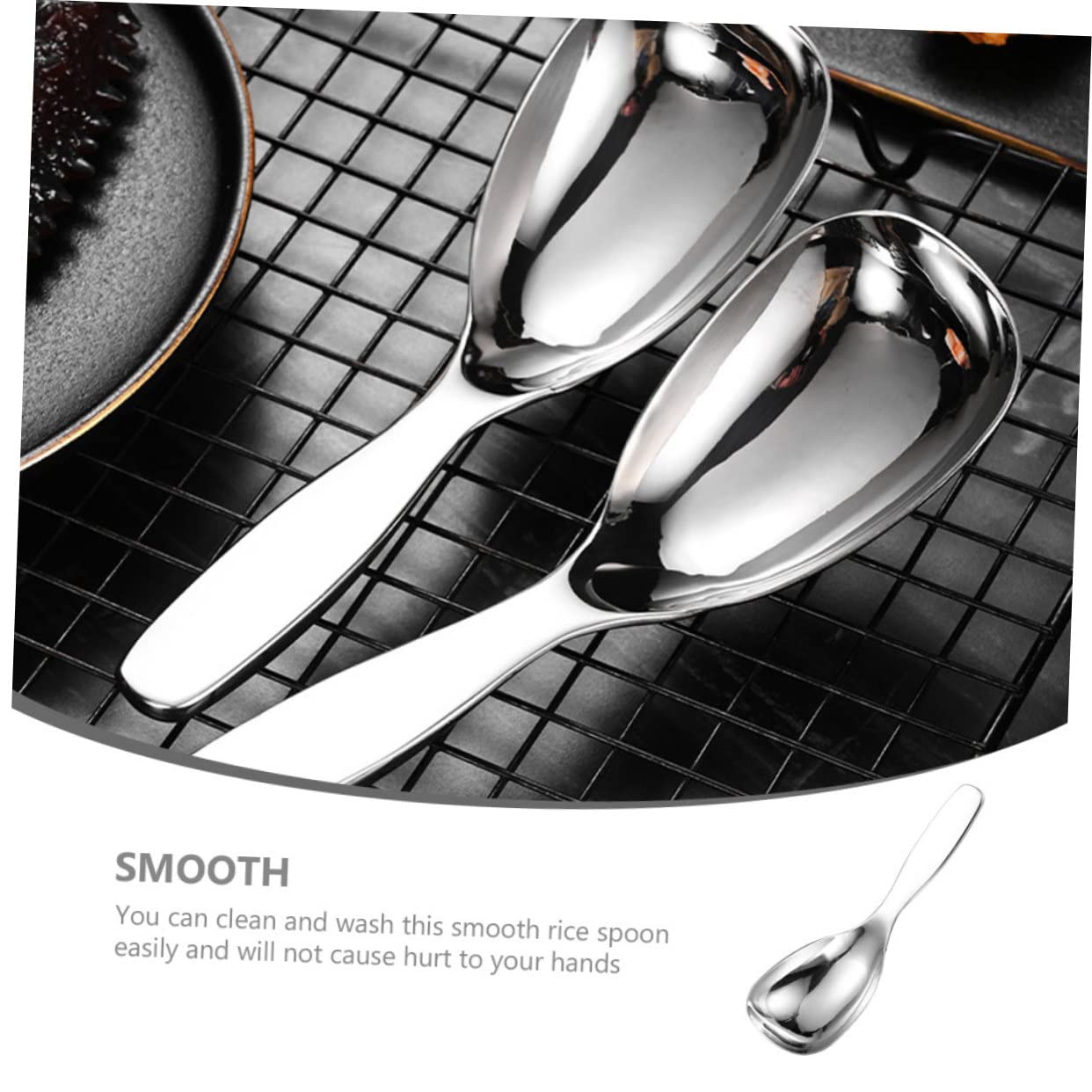 Premium Stainless Steel Serving Spoon Set - Non-Stick Rice Scooper & Potato Spoon - Durable Metal Serving Utensils for Appetizers, Rice Dishes & Food Service - Perfect for Restaurants, Catering & Home Kitchen Use