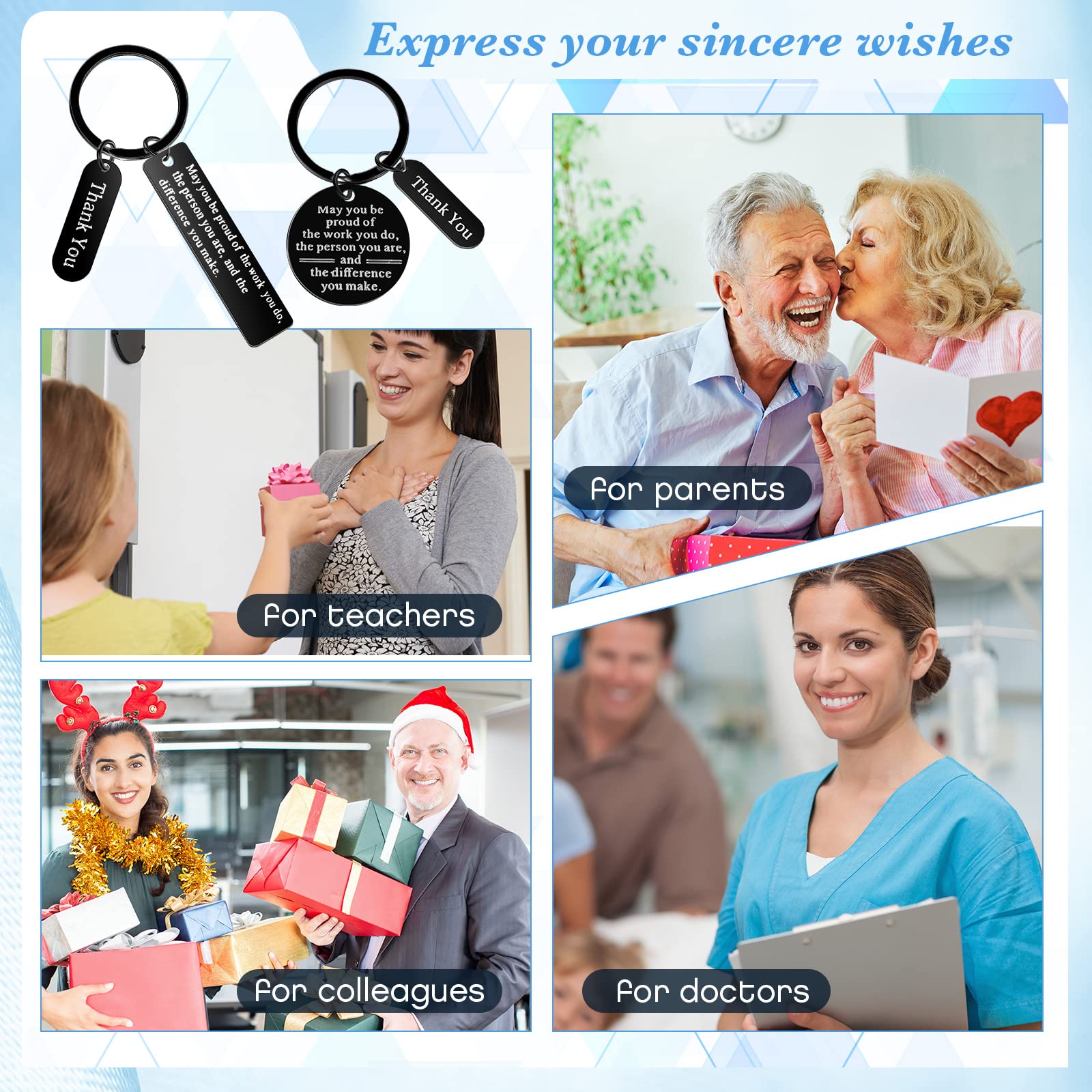 32 Pcs Bulk Thank You Keychains - Employee Appreciation Gifts for Coworkers, Volunteers, Women & Men - Perfect for Christmas, Corporate Events & Recognition Awards