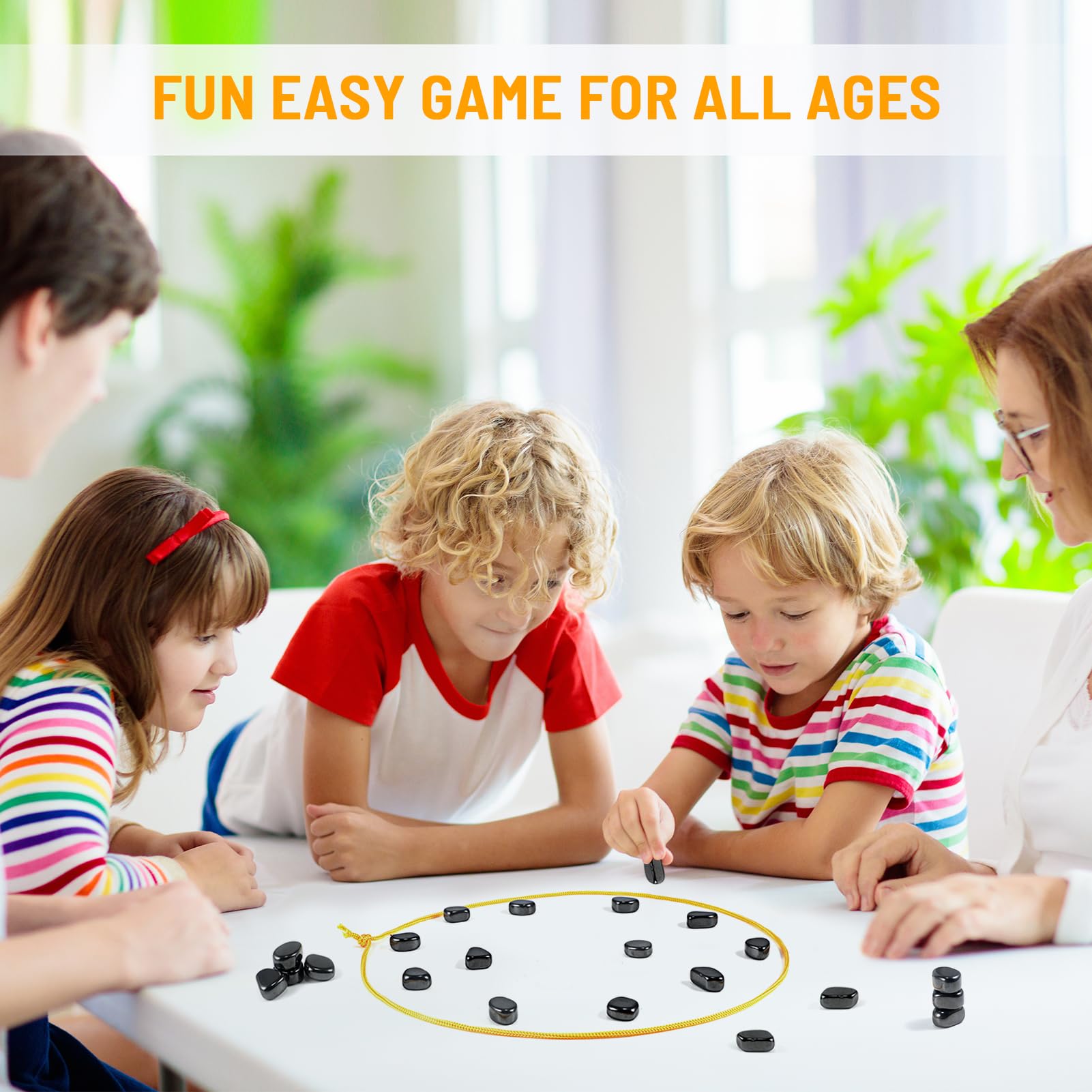 Magnetic Chess Set with Stones & String - Portable Travel Chess Game for Kids & Adults - Fun Strategy Board Game for Family Game Night, Road Trips & Outdoor Activities