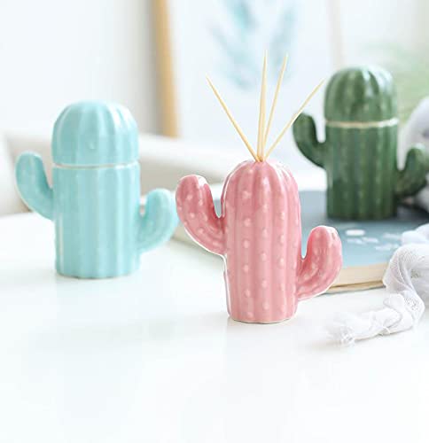 KiaoTime Ceramic Toothpick Holder Dispenser - Cute Pink Cactus Design for Kitchen Counter, Dining Table & Cabinet Décor | Perfect for Parties, Restaurants & Home Decor
