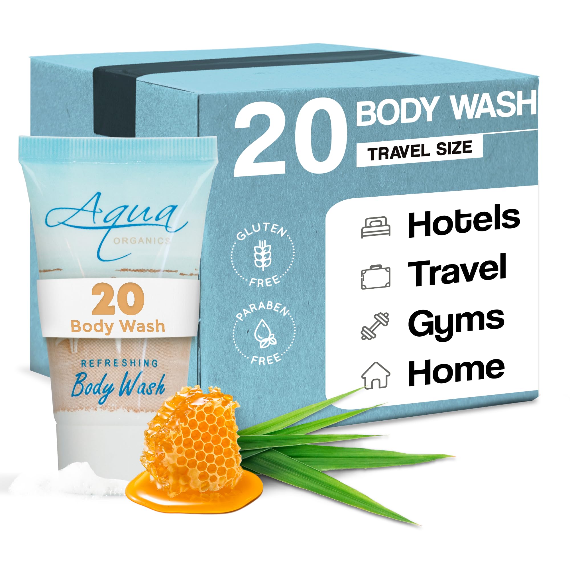 Travel Size Body Wash - 1 oz (Pack of 20) | Hotel Amenities & Toiletries for Travel, Gym, Camping & Guest Bathrooms