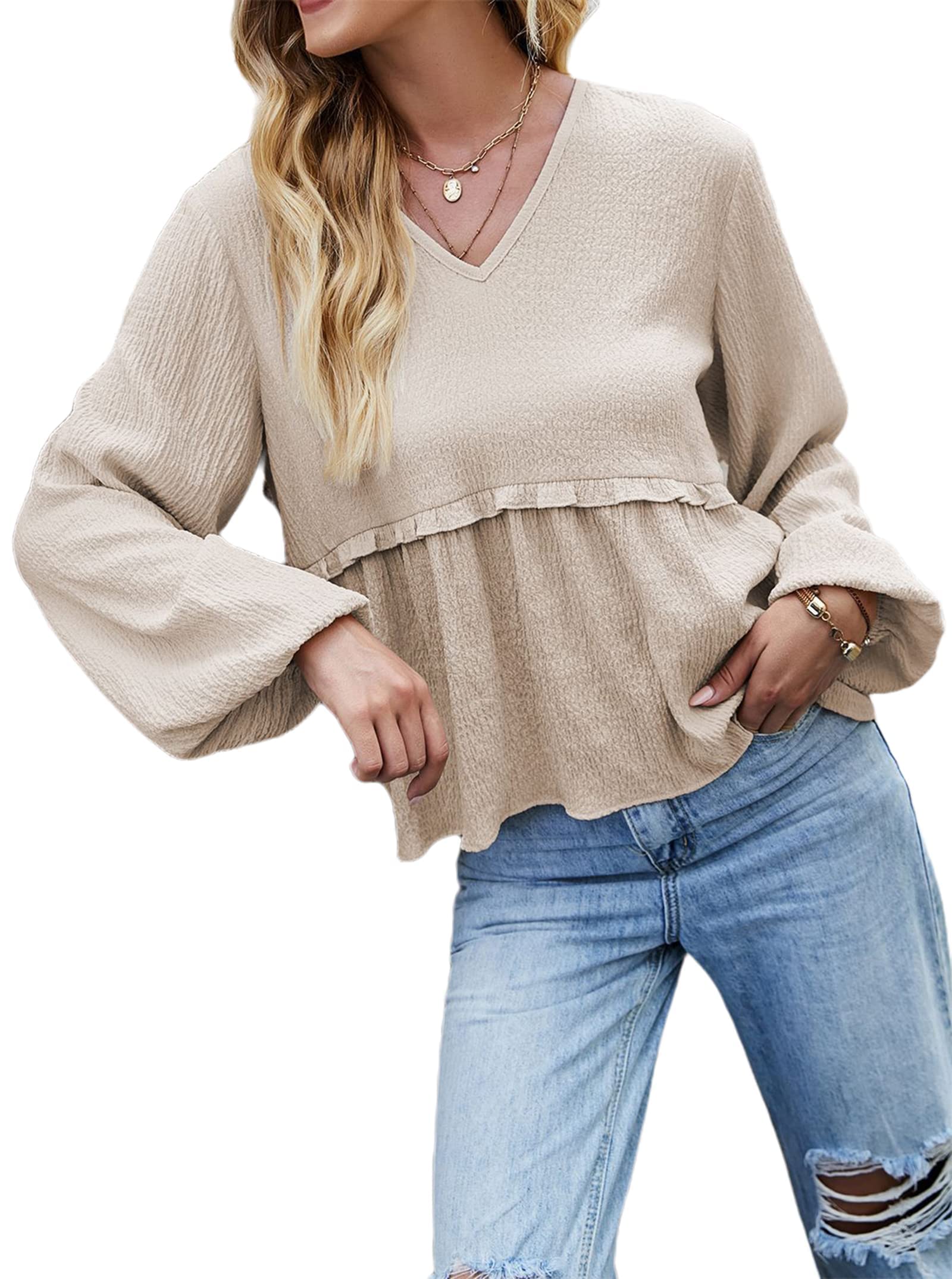 Avanova Women's Waffle Knit Long Sleeve Button Down V-Neck Casual Blouse T-Shirt | Soft & Comfortable Button-Up Shirt for Work, Date Night & Everyday Wear