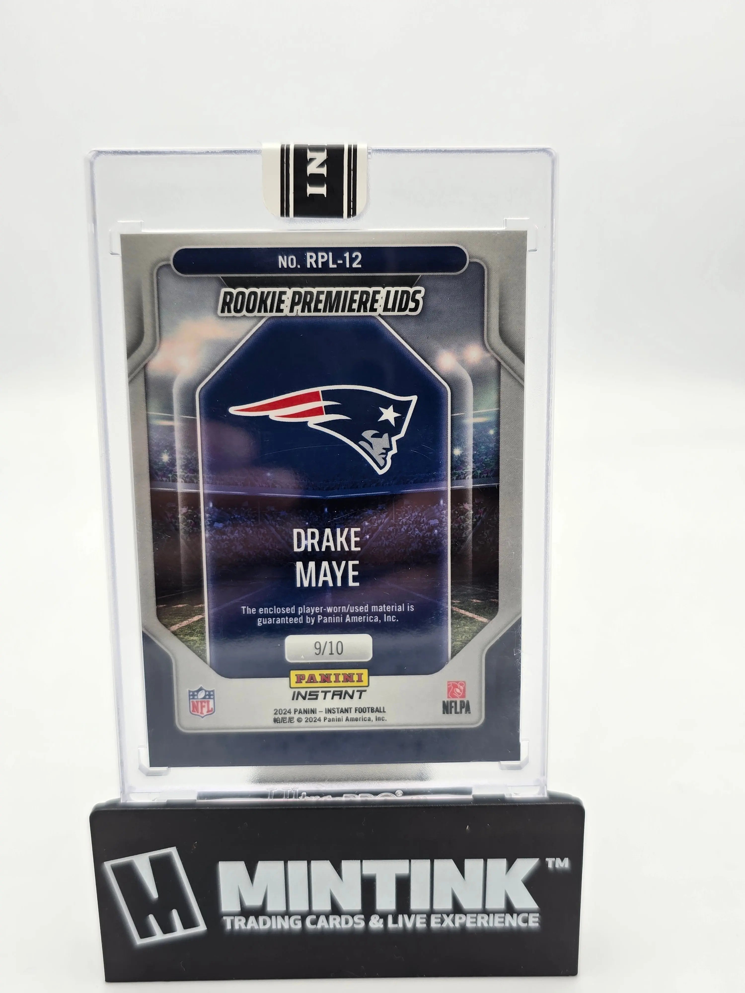 2024 Panini Instant Football Drake Maye Rookie Premier Lids Relic Card - Collectible Sports Memorabilia for NFL Fans & Card Collectors - Perfect for Display, Trading, and Investment