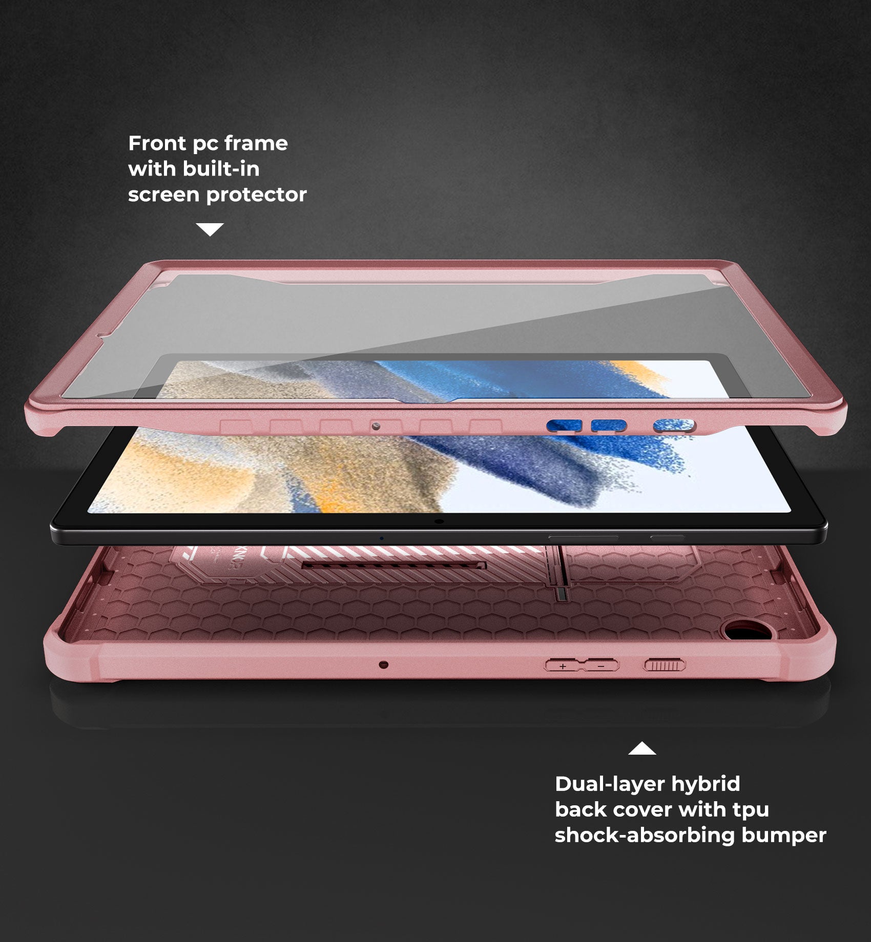 Dexnor Shockproof Rugged Tablet Case for Samsung Galaxy Tab A8 with Screen Protector, Full Body Bumper, Kickstand & Pen Holder - Heavy Duty Protection for Work, Travel & Outdoor Use