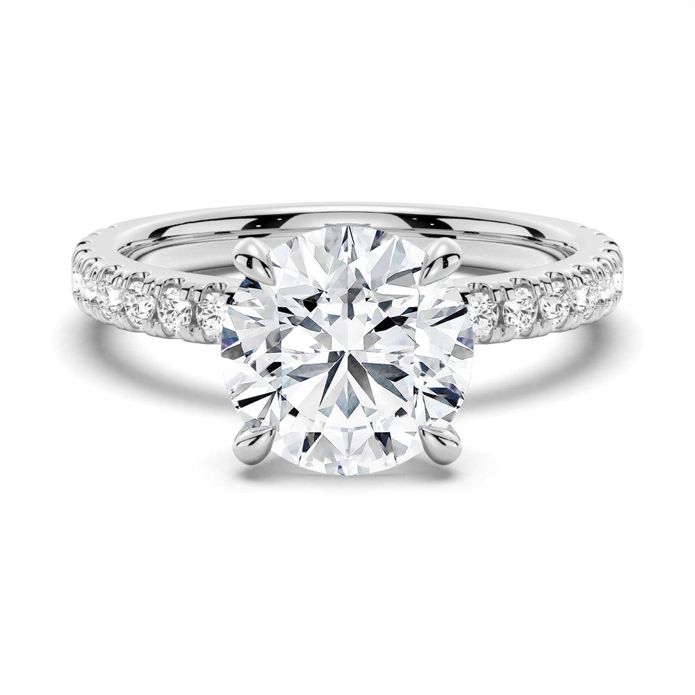 1.5 Carat Round Moissanite Engagement Ring with Pavé Band & Hidden Halo - Perfect for Proposals, Weddings & Anniversary Gifts