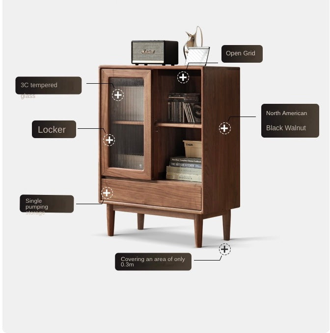 Premium Black Walnut Solid Wood Side Cabinet - North American FAS Grade Hardwood - Perfect for Living Room, Bedroom & Office Storage