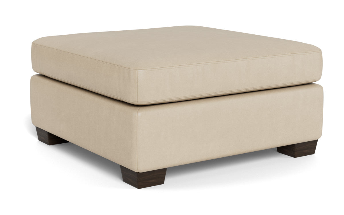 Genuine Leather Storage Ottoman with Tufted Top - Footrest, Coffee Table & Extra Seating for Living Room, Bedroom & Office