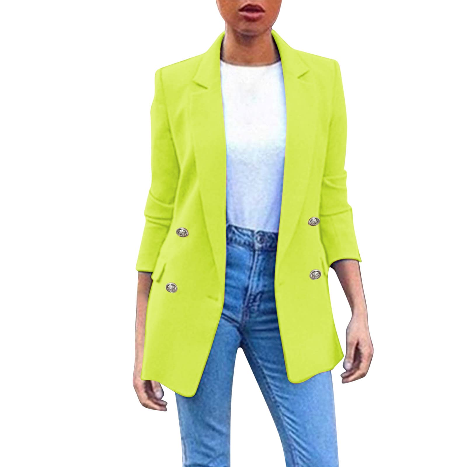 Plus Size Women's Double Breasted Corduroy Blazer Jacket - Long Sleeve Heat Reflective Coat for Work, Office & Winter Outfits | Stylish & Warm Outerwear