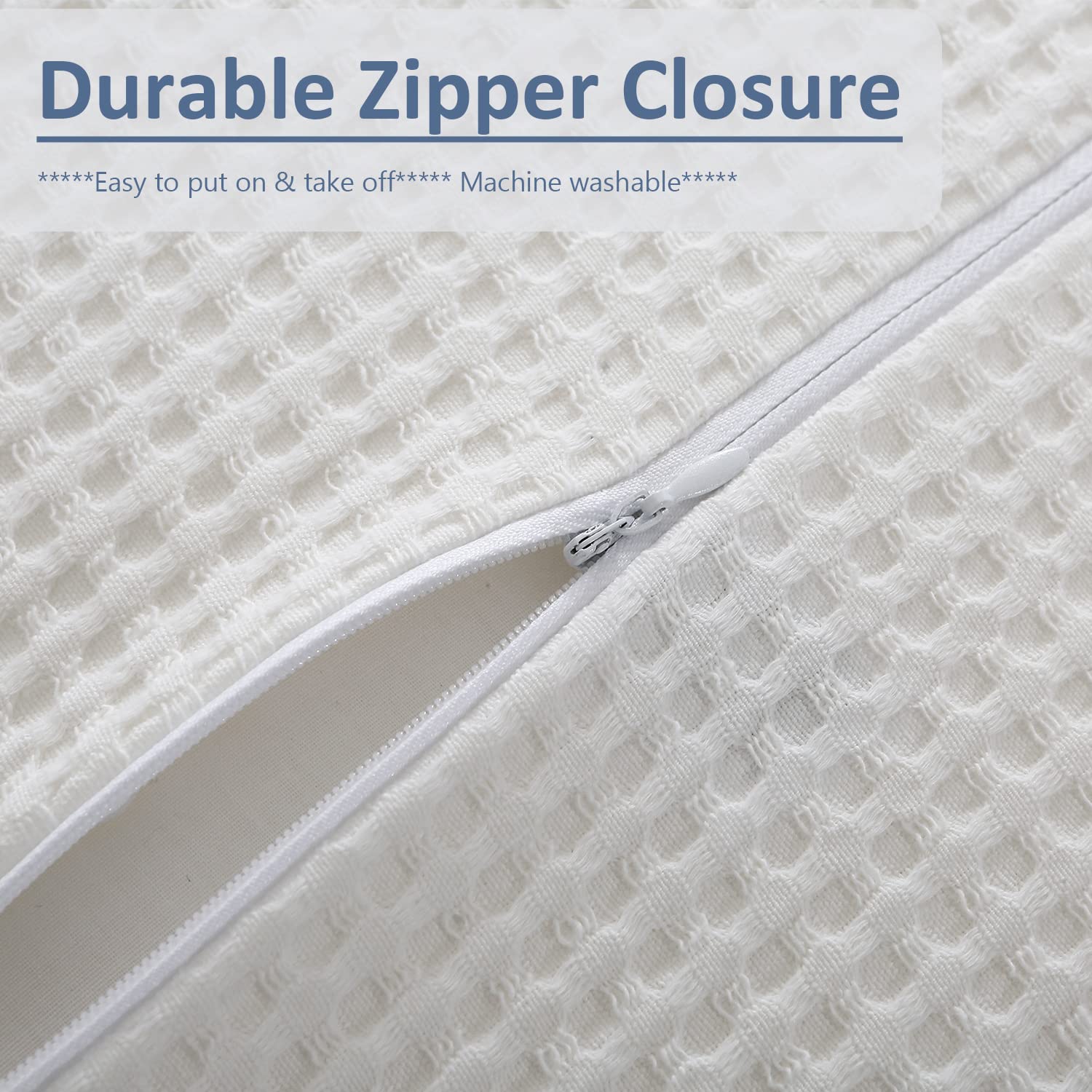 2 Pack White Waffle Weave Euro Pillow Shams 26x26 Inches - 100% Cotton Square Farmhouse Pillow Covers with Zipper Closure for Bedroom, Living Room, Sofa & Couch Decor (White, 26x26)