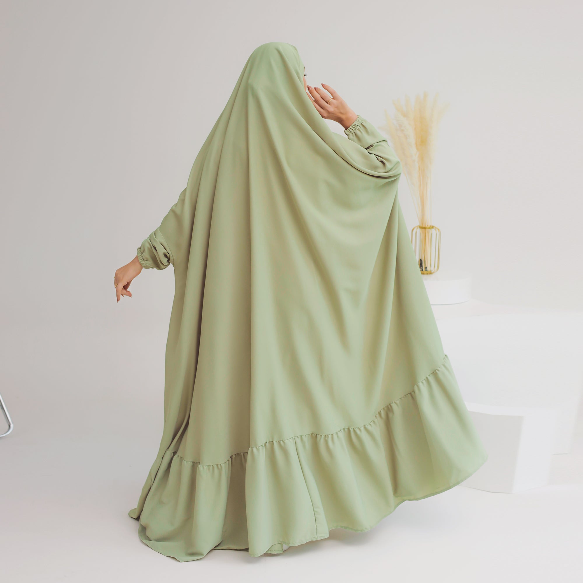 Anissa Jilbab Mint Green Muslim Prayer Scarf - Modest Hijab for Women, Perfect for Daily Wear, Prayer & Special Occasions