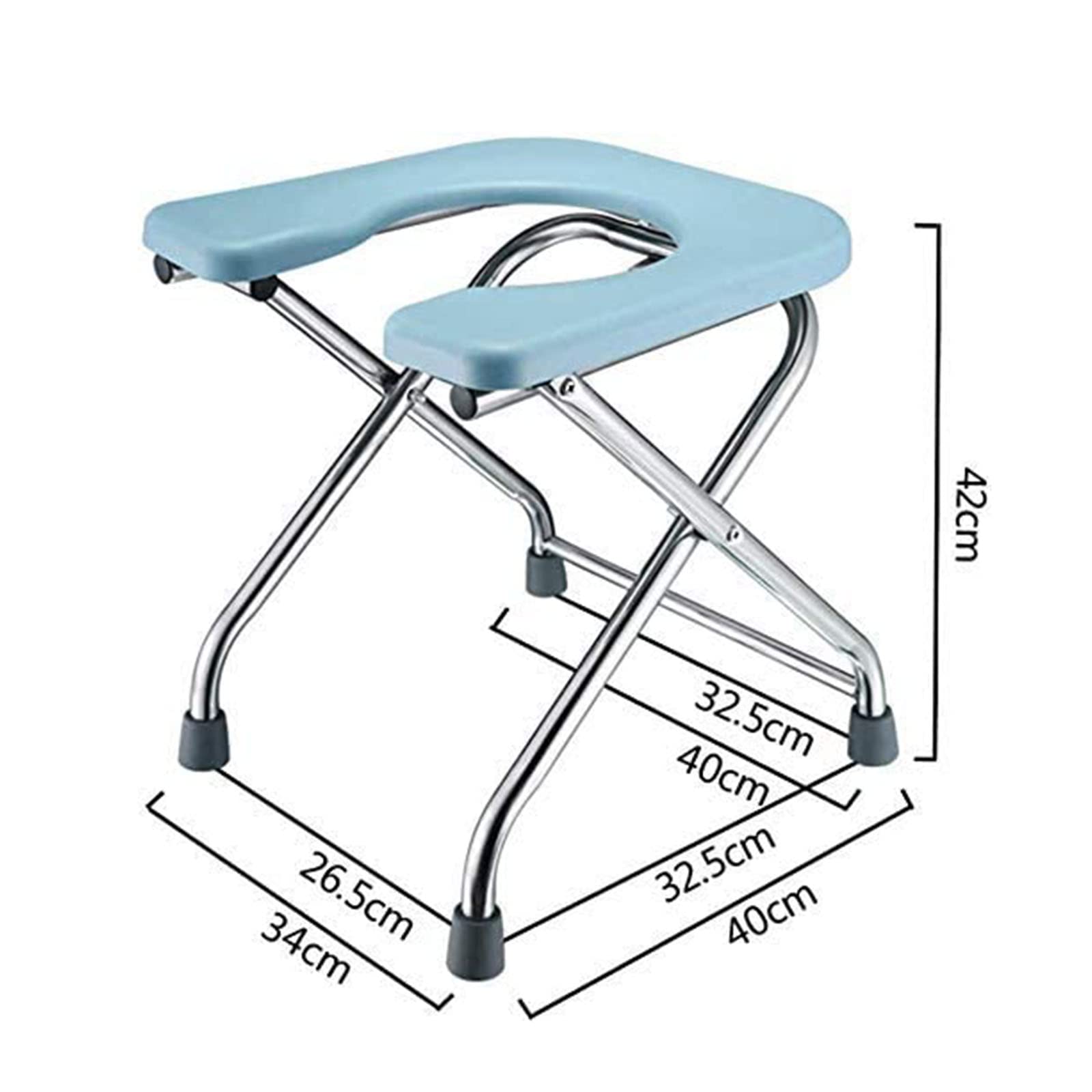 Foldable Portable Toilet Chair for Camping & Hiking - U-Shaped Stainless Steel Stool with 17