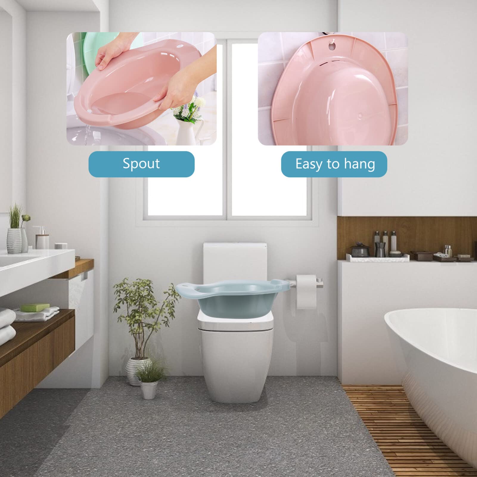 Portable Sitz Bath for Toilet Seat - Postpartum Care & Hemorrhoid Relief Soaking Tub - Ideal for Pregnant Women, Elderly & Post-Surgery Recovery - Blue Wash Basin (Perfect for Postpartum Healing, Hemorrhoid Treatment & Personal Hygiene Care)
