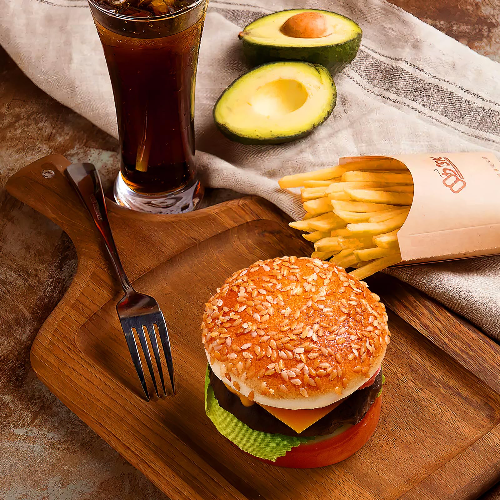Lifelike Artificial Hamburger Model - Fake Burger Bread Figurine for Baking Photography Props, Birthday Party Favors, Home & Kitchen Decor - Perfect for Food Styling, Photography Backdrops, and Themed Party Decorations