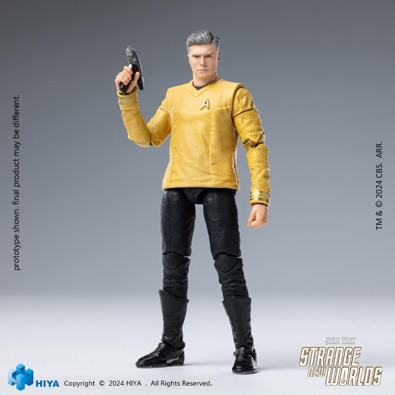 Pre Order 1/18 HIYA 4-Inch Action Figure - Exquisite Mini Series Star Trek Strange New Worlds Captain Pike Collectible Toy for Display & Sci-Fi Fans