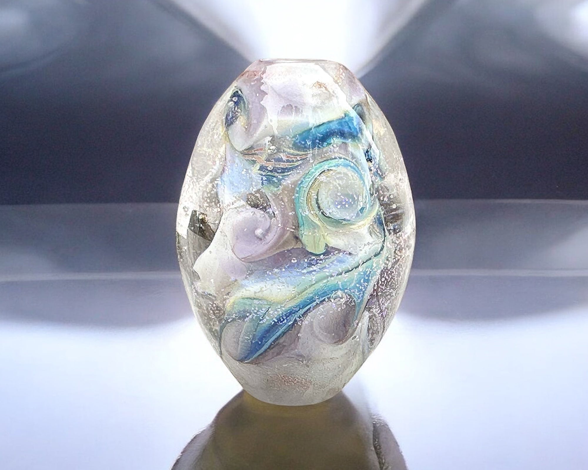 Tidal Mist Dichroic Glass Lampwork Focal Bead - Handmade Artisan Jewelry Bead for Necklace, Bracelet & DIY Craft Projects - Perfect for Beaders & Jewelry Makers
