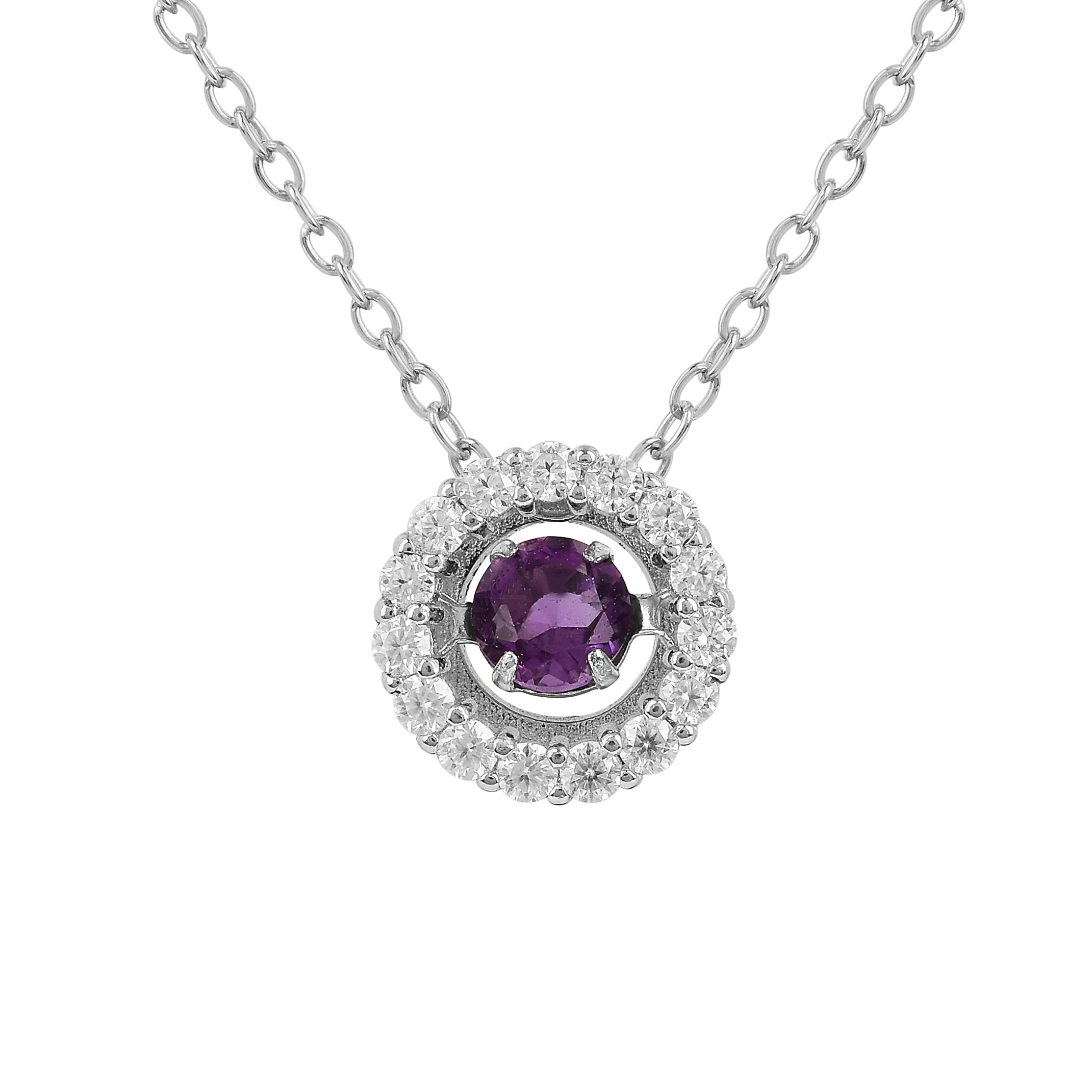 Natural Amethyst Dancing Stone Halo Necklace for Women - Elegant Purple Crystal Jewelry Gift for Birthday, Anniversary & Valentine's Day - Perfect for Parties, Weddings & Special Occasions