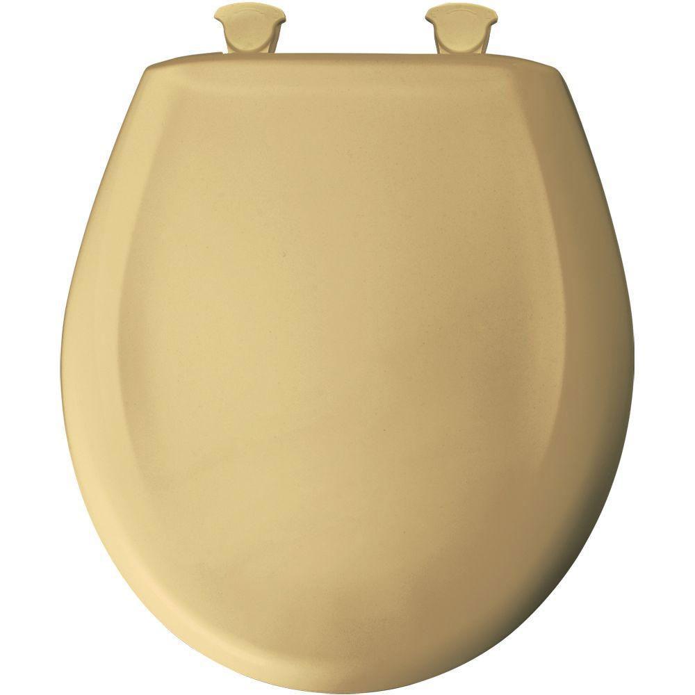 Bemis Round Closed Front Plastic Toilet Seat in Desert Gold 478445 - Durable & Comfortable Toilet Seat for Home, Bathroom, RV, and Camping Use