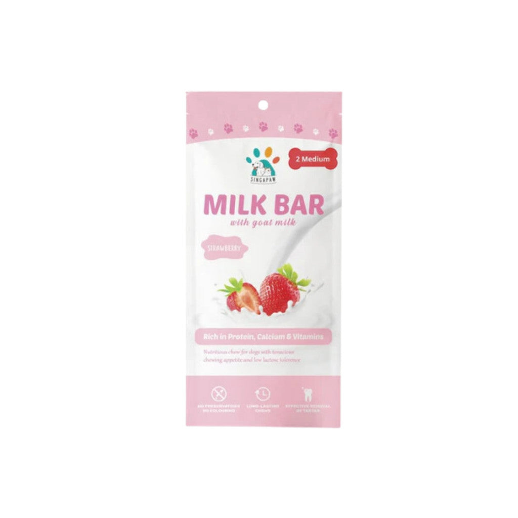Singapaw Goat Milk Dental Chews for Dogs - Small & Medium Size | Natural Coconut, Pandan, Peanut, Strawberry & Honey Flavors | Promotes Oral Health & Fresh Breath | Perfect for Training Rewards and Daily Teeth Cleaning