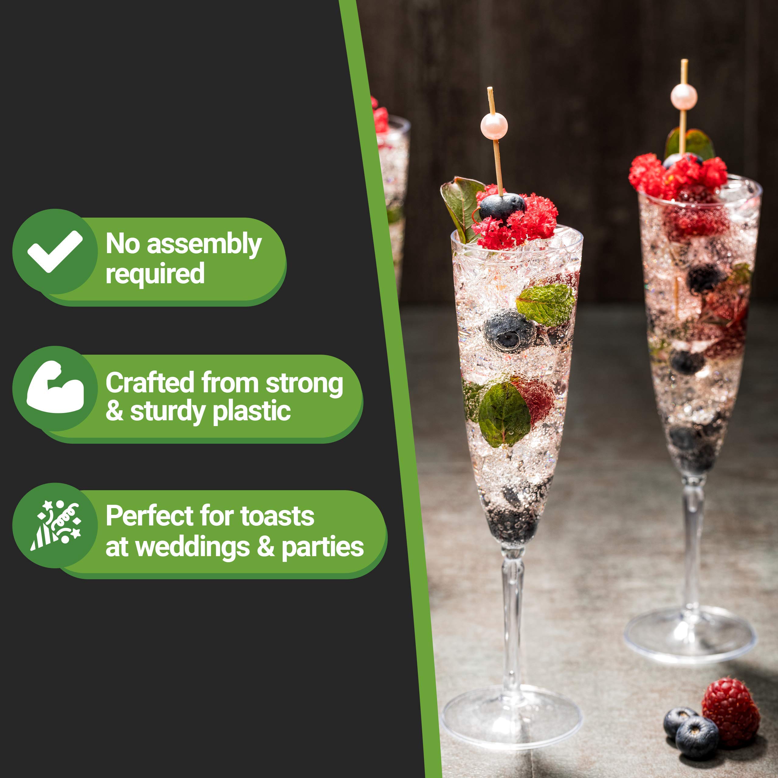 100-Pack 4 oz Clear Plastic Champagne Flutes - Disposable Tall Mimosa Glasses with Elegant Lace Design for Weddings, Parties & Events - Perfect for Champagne, Cocktails & Beverages (BPA-Free)
