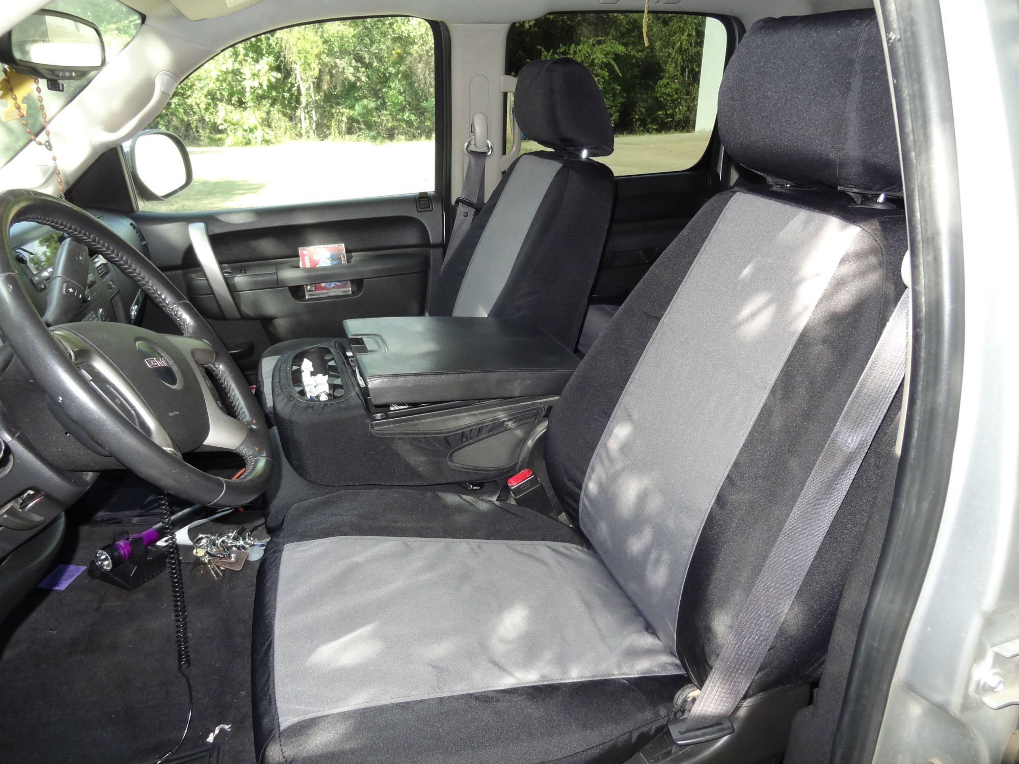 Premium Custom Fit Durafit Seat Covers for Chevy Silverado, Avalanche & GMC Sierra LT 40/20/40 - Waterproof Black/Gray Endura Fabric - Perfect for Truck Protection & Off-Road Adventures