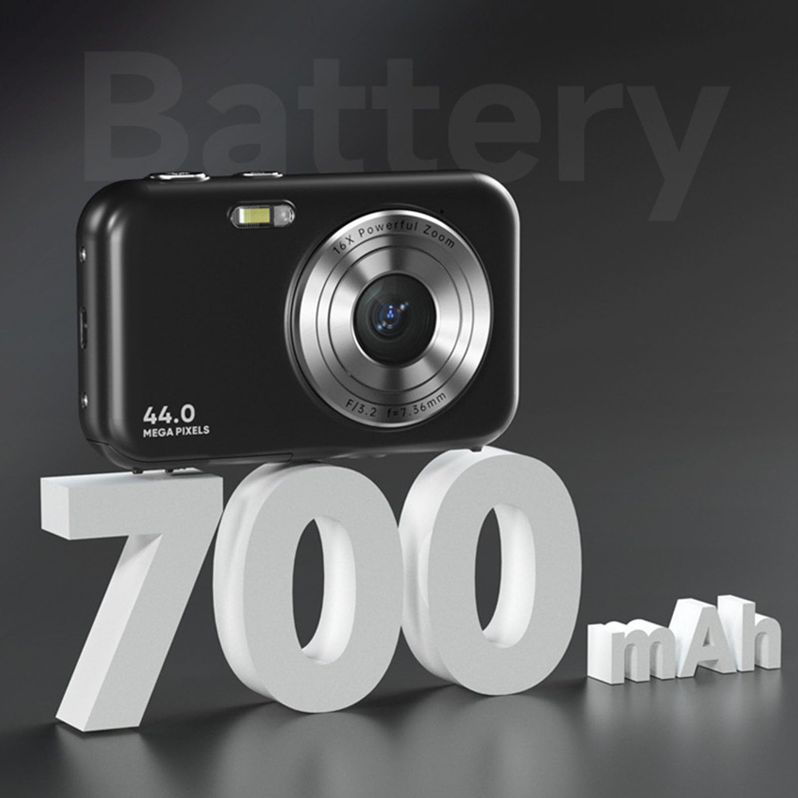 **44MP 1080P Digital Camera with Autofocus & 16X Zoom - Vlogging Camera for Beginners & Teens, Built-in Mic, Pause Function (Black) - Perfect for Travel, YouTube Videos & Everyday Photography**
