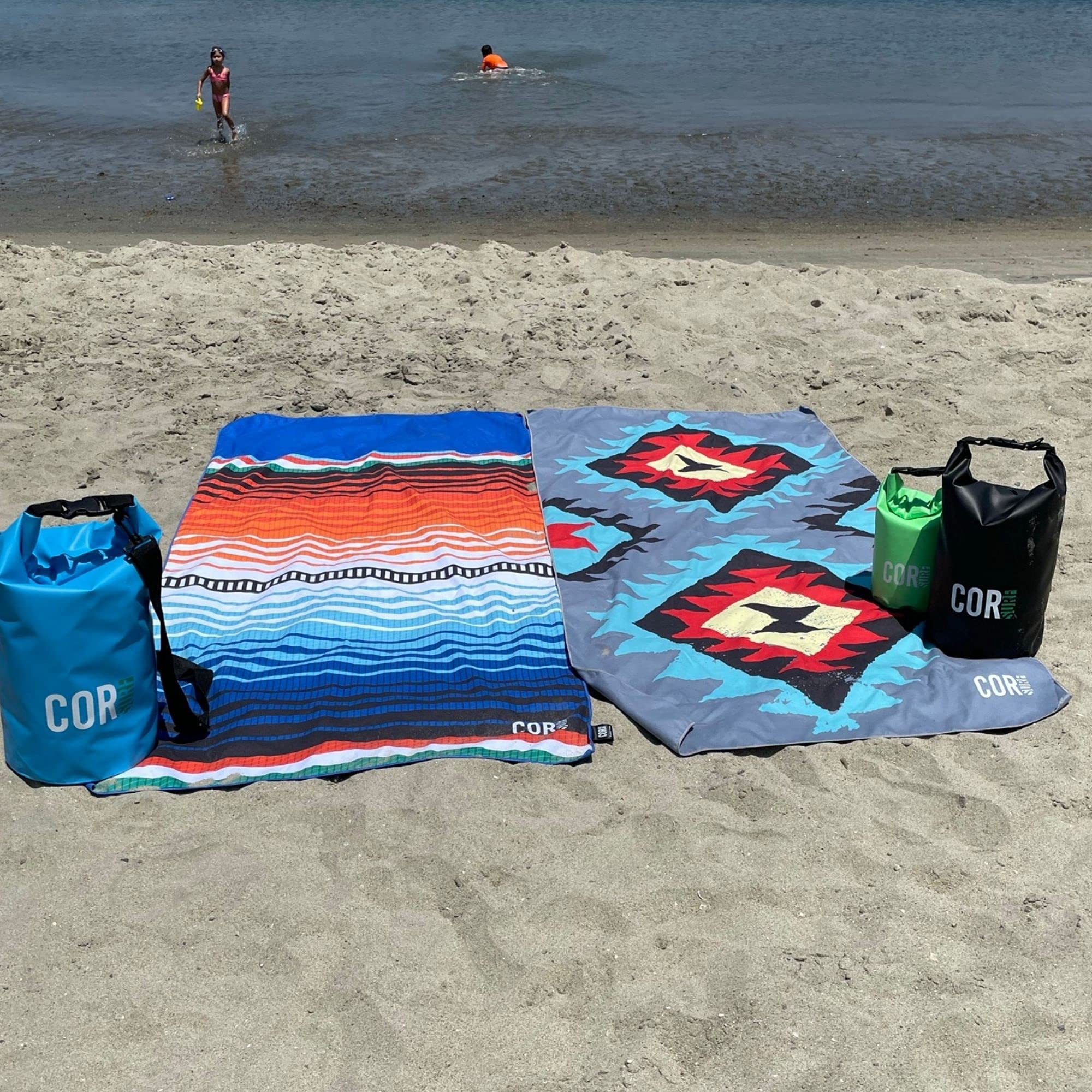 COR Surf Quick Dry Microfiber Beach Towel 62x30 Inches - Ultra Absorbent Lightweight Travel & Sports Towel for Pool, Camping, Yoga, Gym, Backpacking - Perfect for Beach Vacations, Workouts & Outdoor Adventures (Tribal Design)