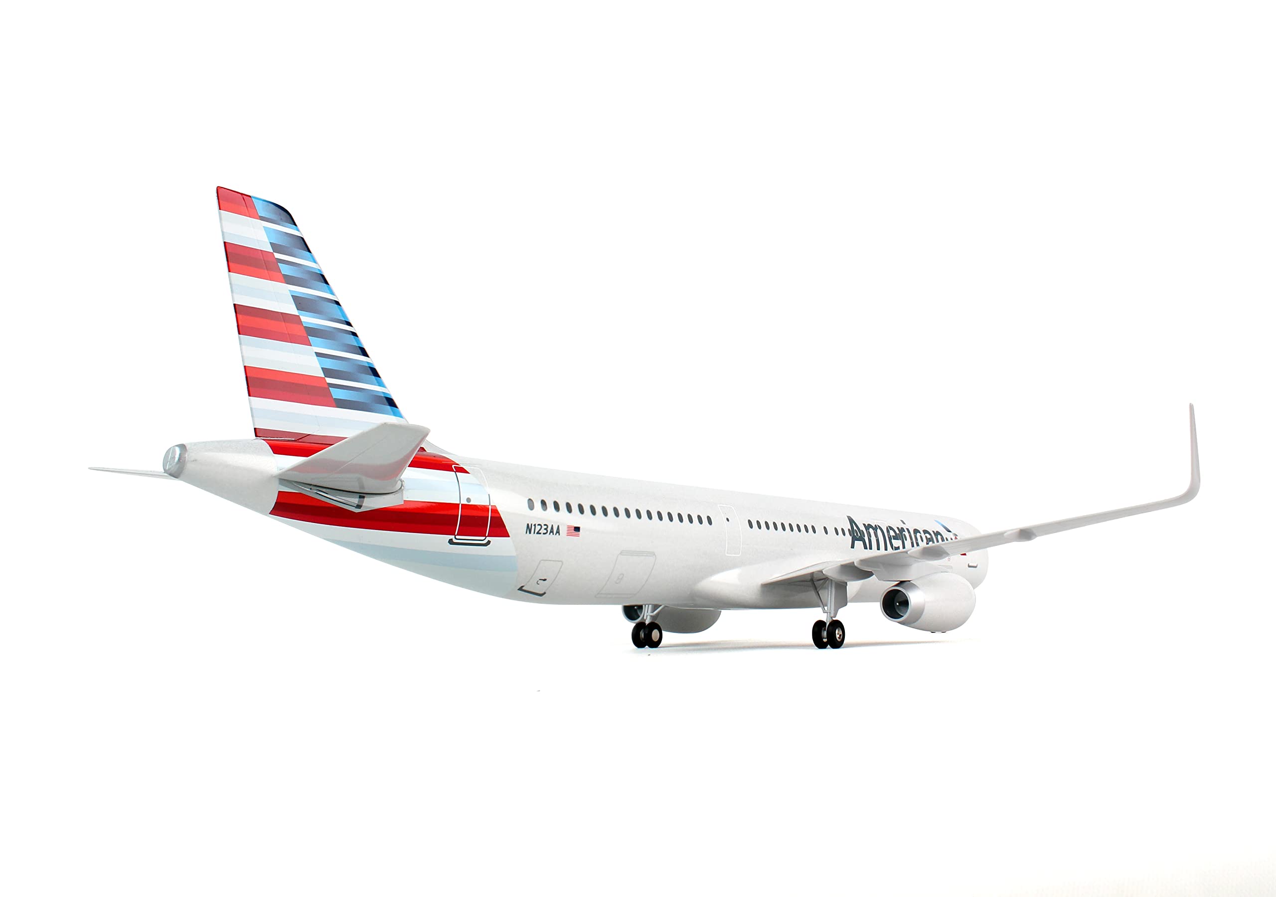 Daron Skymarks American A321 Airplane Model with Wood Stand & Gear - 1/100 Scale Diecast Aircraft Collectible for Aviation Enthusiasts - Perfect for Home Display, Office Decor, and Gift Giving