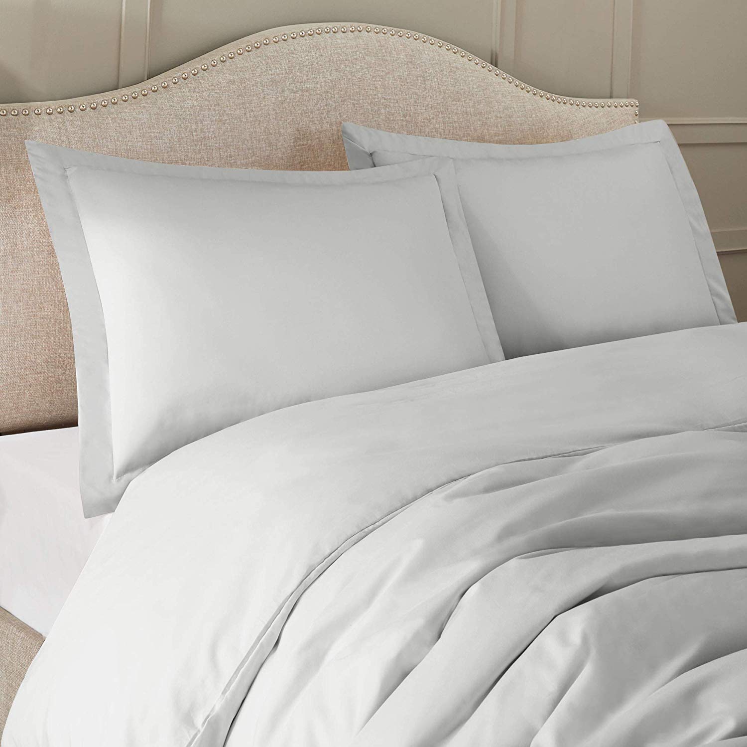 Premium 300 GSM Organic Cotton Bedding Set - 2 Piece Duvet Cover & Comforter (Silver Grey, Twin) | 500 Thread Count for Ultimate Comfort | Perfect for Guest Rooms, Dorms & Cozy Bedrooms