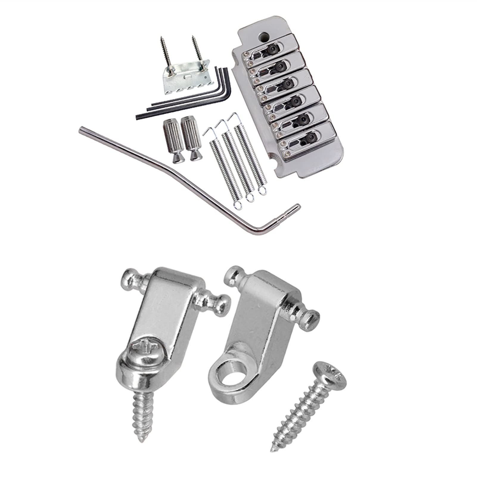 Premium Electric Guitar Bridge Set - Iron Roller Saddle Tremolo Bridge with String Retainer for DIY Guitar Repair & Upgrade | Perfect for Fender Stratocaster, Telecaster & Electric Guitar Parts Replacement