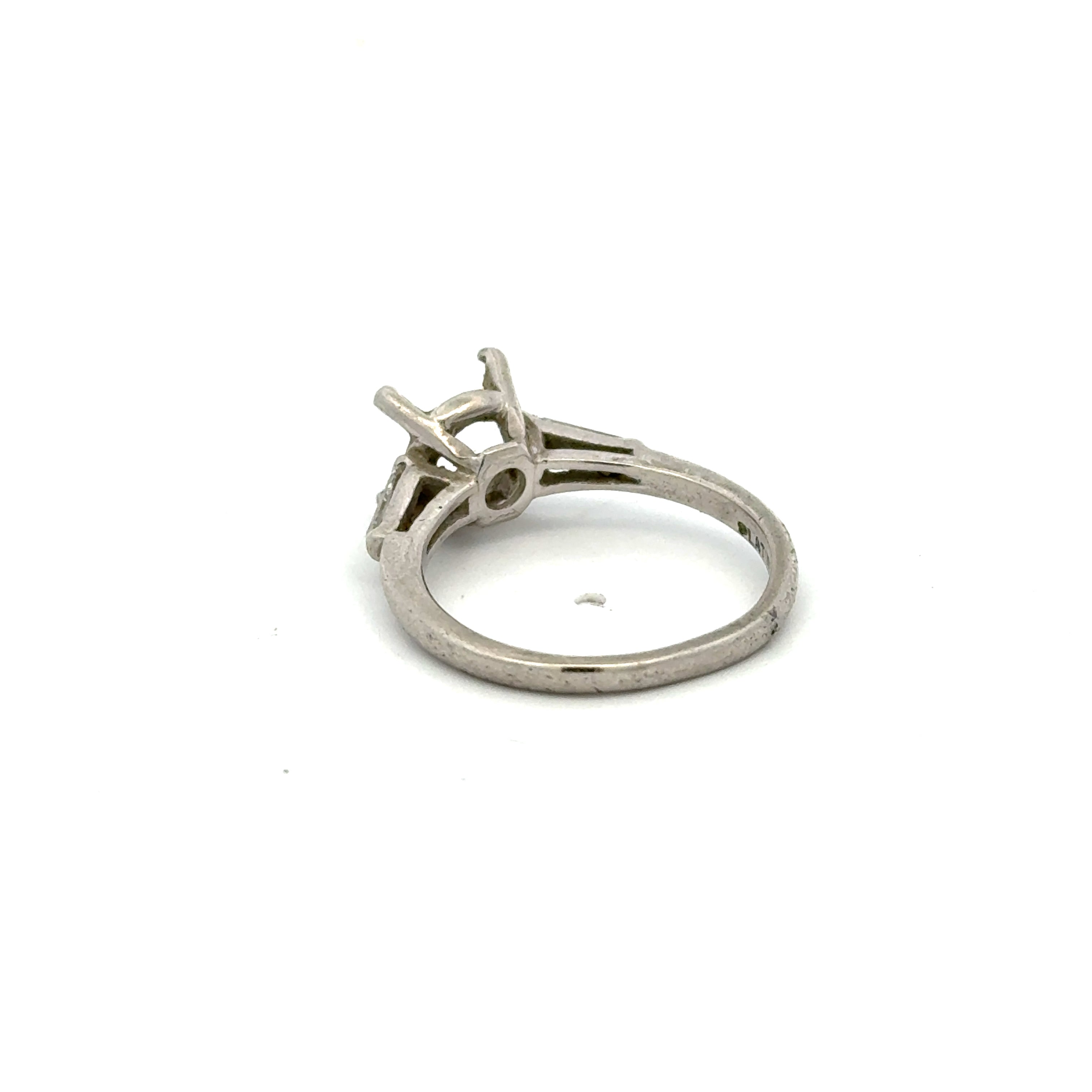 0.15 Carat Baguette Cut H VS1 Diamond Platinum Semi Mount Ring - Perfect for Engagement, Wedding Bands & Anniversary Gifts
