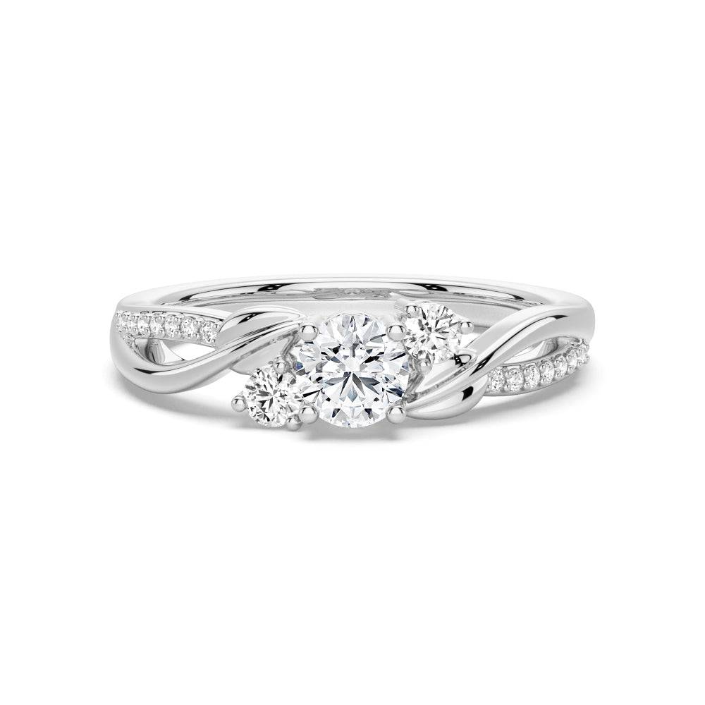 3 Stone Lab Grown Diamond Twisted Band Promise Ring - Ethical & Affordable Engagement Ring for Women, Perfect for Anniversaries, Proposals & Special Occasions