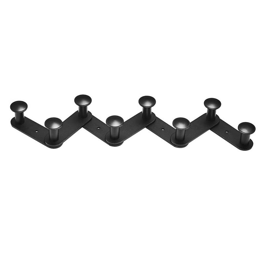 Adjustable Telescopic Folding Wall Hook - Space Saving Coat Rack for Entryway, Kitchen, Bedroom & Bathroom - Black Wall Mounted Hanger Organizer - Perfect for Hanging Coats, Hats, Bags & Towels