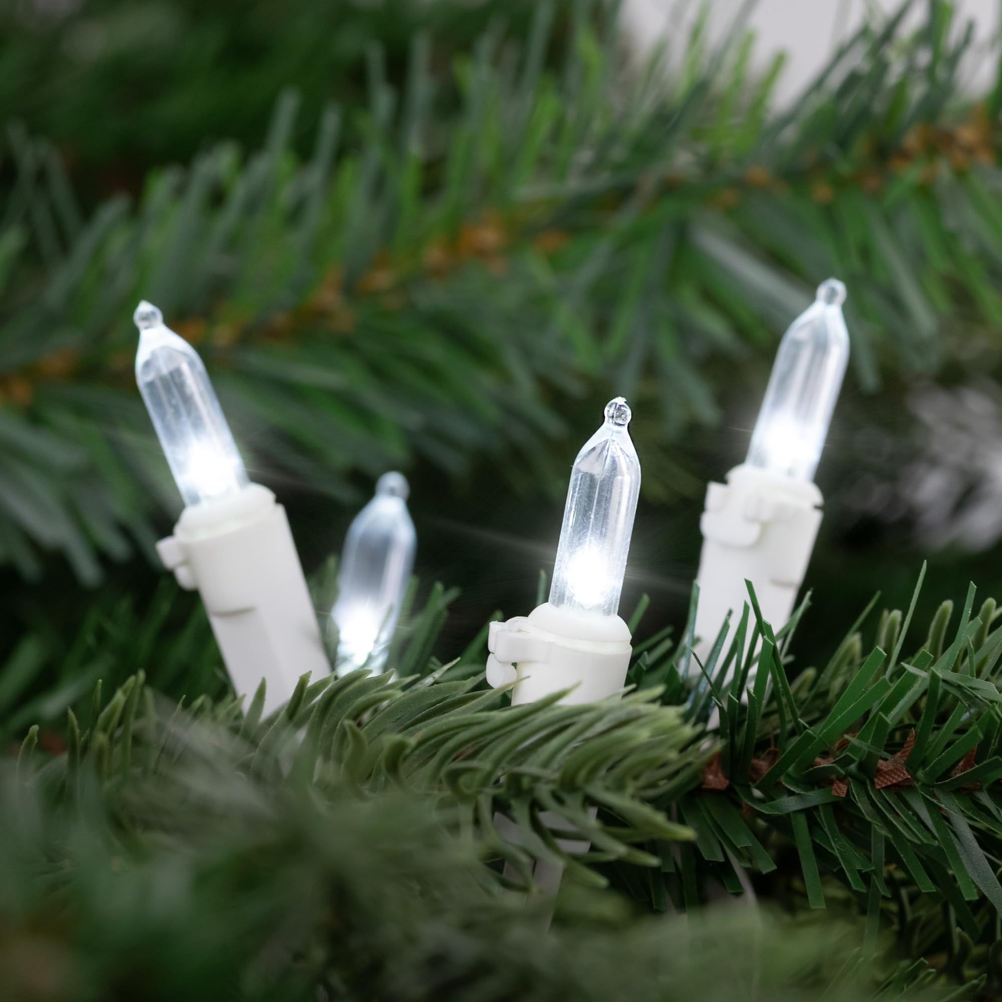 50 White LED Mini Christmas String Lights - 16.25 ft White Wire for Indoor/Outdoor Holiday Decorations, Tree, Window, Party & Wedding Lighting