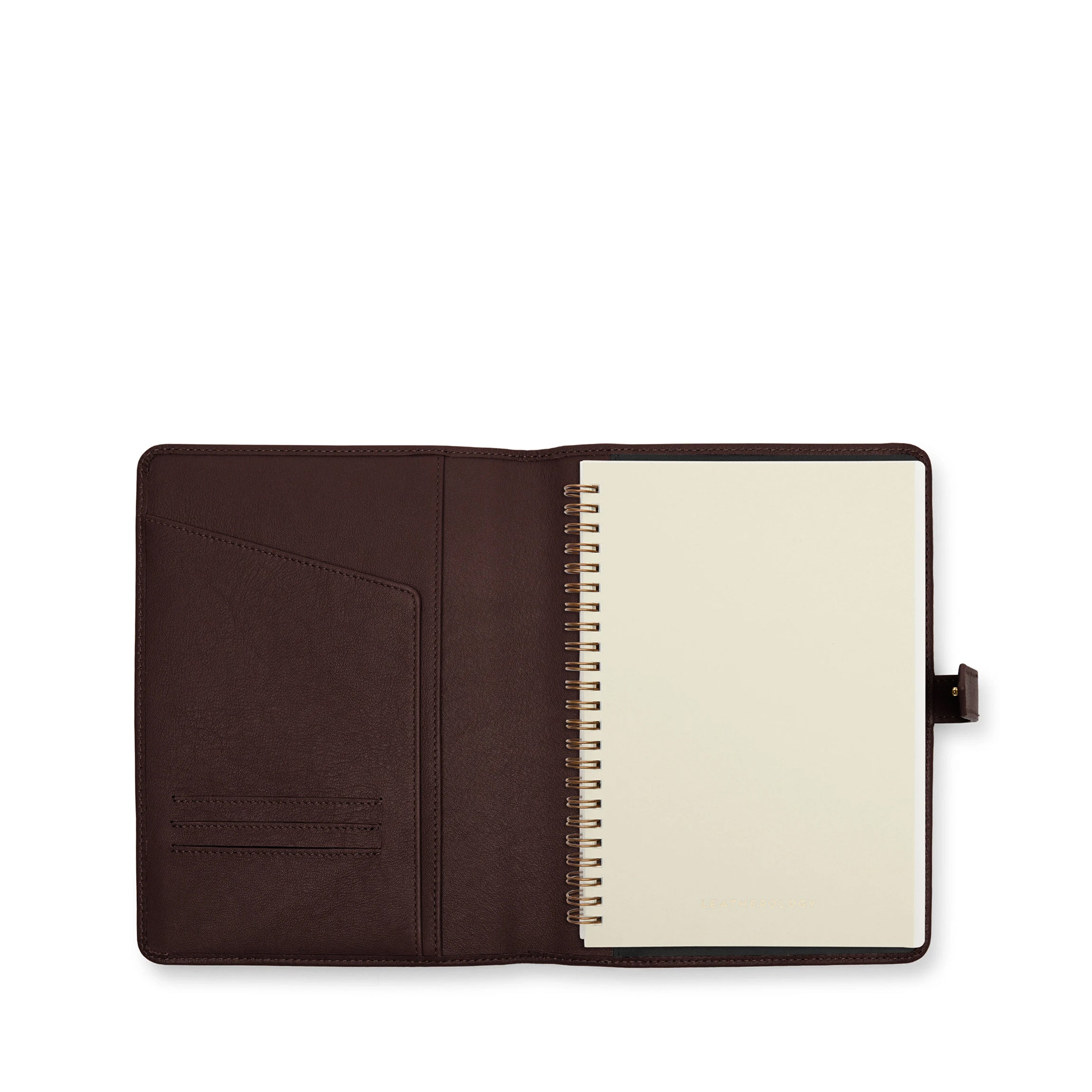 Premium A5 Snap Spiral Journal Notebook - Brown Leather Cover, 120 Pages, Lined Paper - Perfect for Writing, Sketching & Note Taking in Office, School or Travel