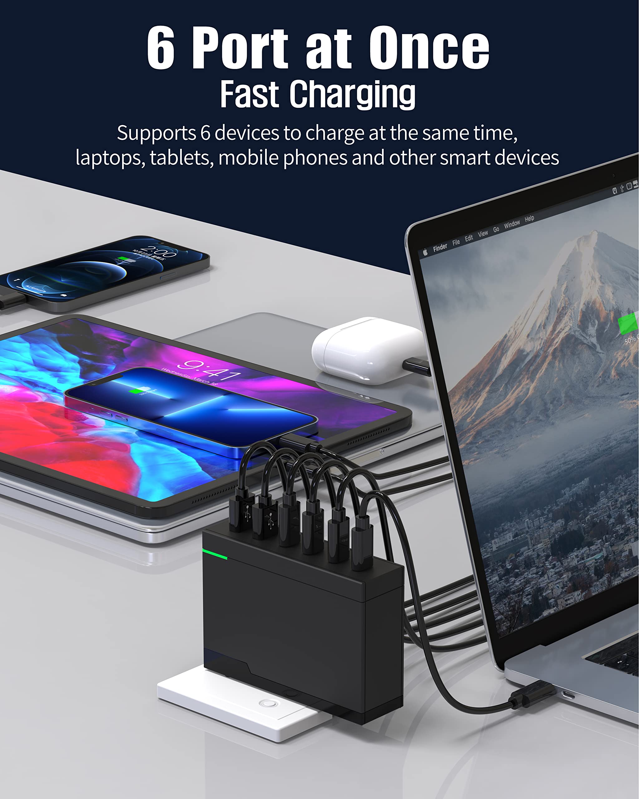 200W GaN USB C Wall Charger - Fast Charging Block for iPhone 14/13 Pro Max, iPad, MacBook, Samsung Galaxy S23/S22/Note20, Pixel - UK/EU/AU Plug | Perfect for Gaming Laptops & Desktop Super Fast Charging at Home, Office or Travel