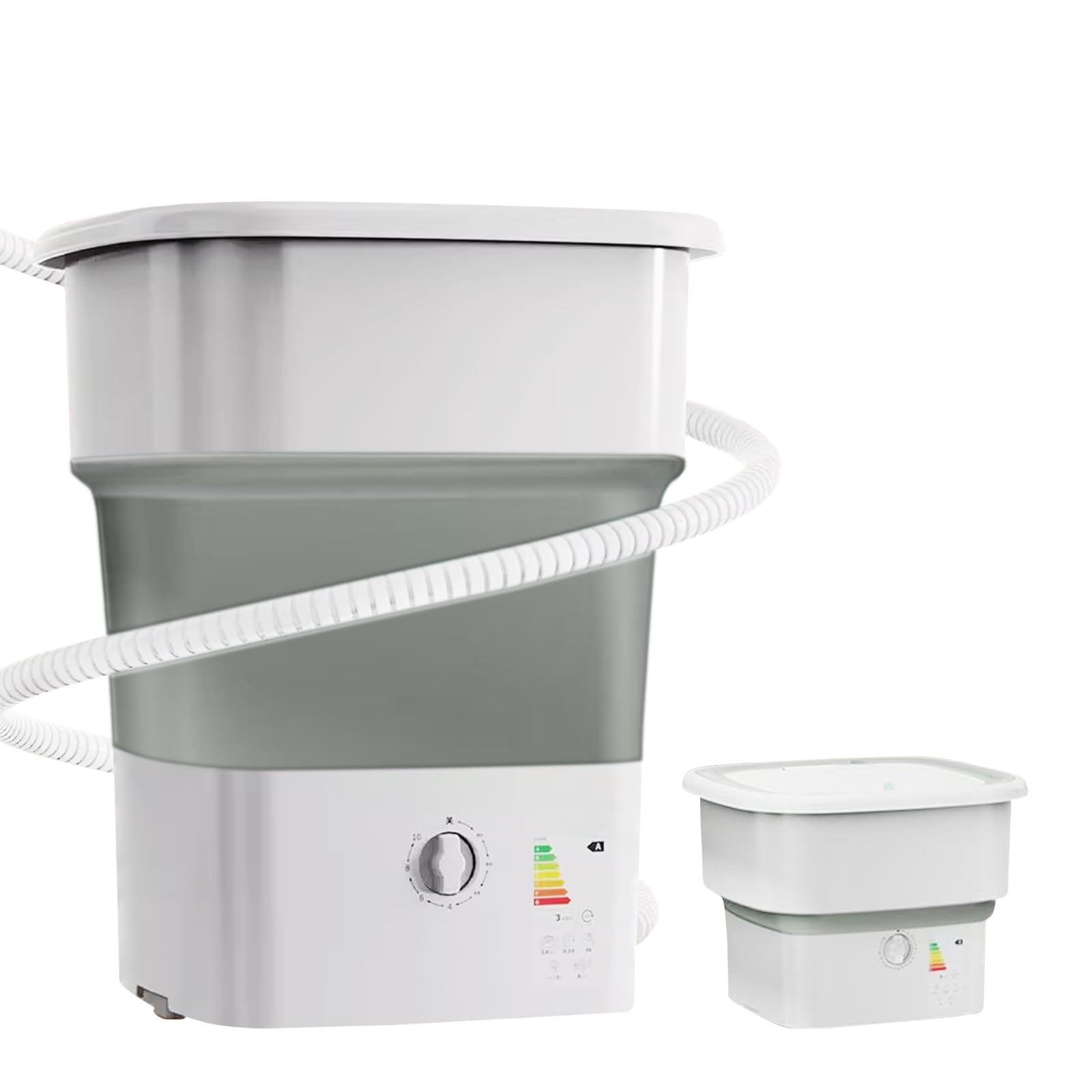 Portable Mini Washing Machine 52L Large Capacity - Foldable Collapsible Washer Dryer for Baby Clothes, Underwear, Camping & RV Travel - Ideal for Small Spaces, Apartments, Dorms (Gray)