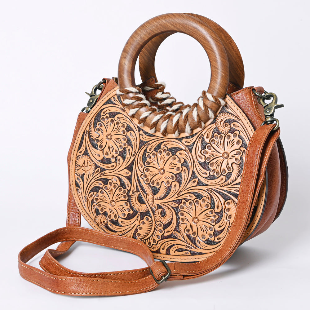 ADBG1227 Genuine Leather Women's Western Handbag - American Darling Hand-Tooled Leather Purse for Cowgirl Style, Rodeo Events & Everyday Use