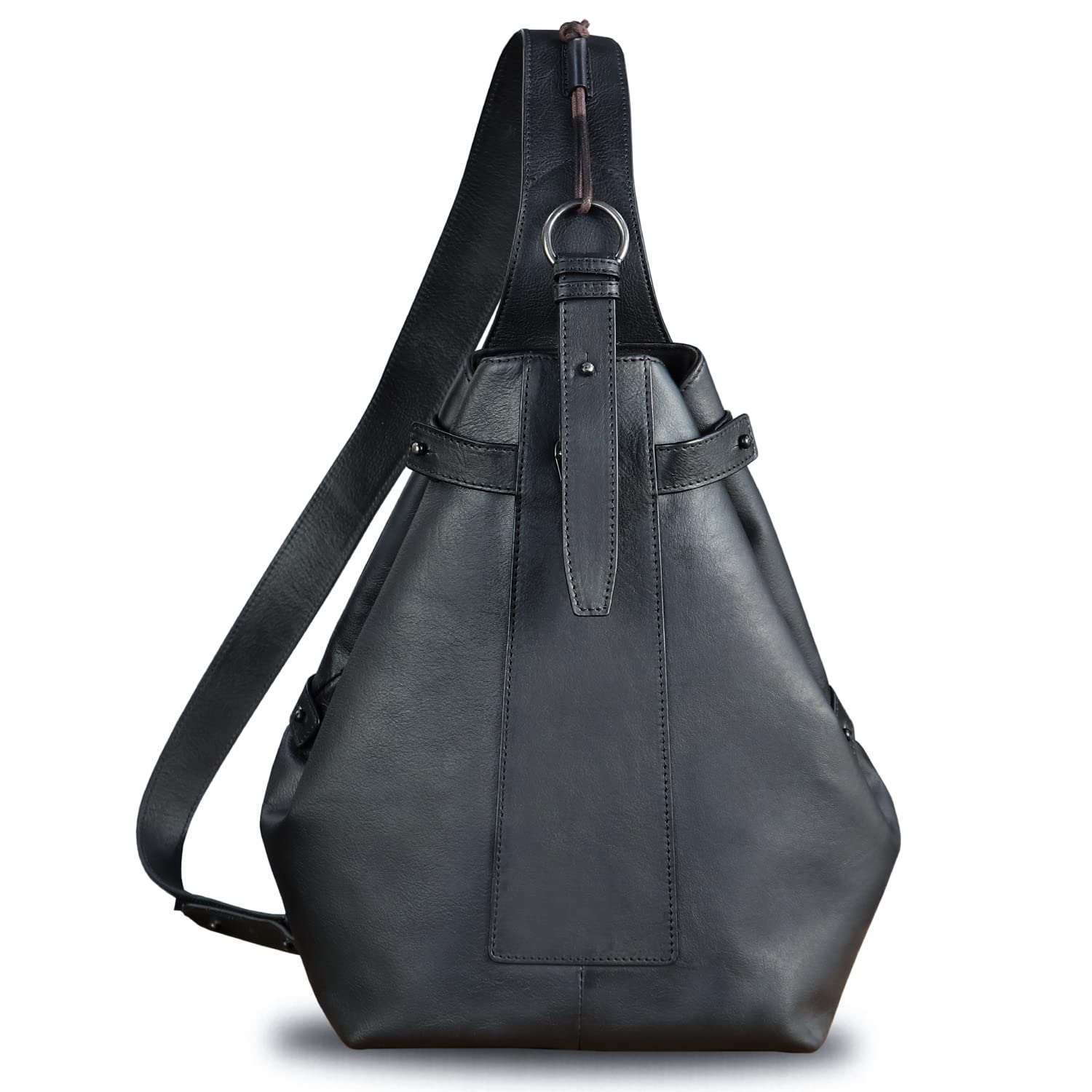 Genuine Leather Sling Bag for Men & Women - Large Real Leather Crossbody Backpack with Adjustable Strap - Perfect for Travel, Work & Everyday Use