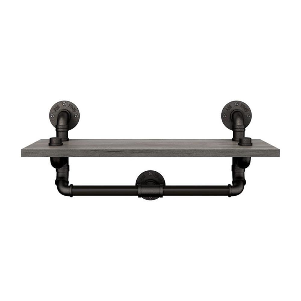 Furniture of America Gren Industrial Metal Floating Shelf - Gray & Black Wall Shelves for Living Room, Bedroom, Bathroom & Office Storage & Decor