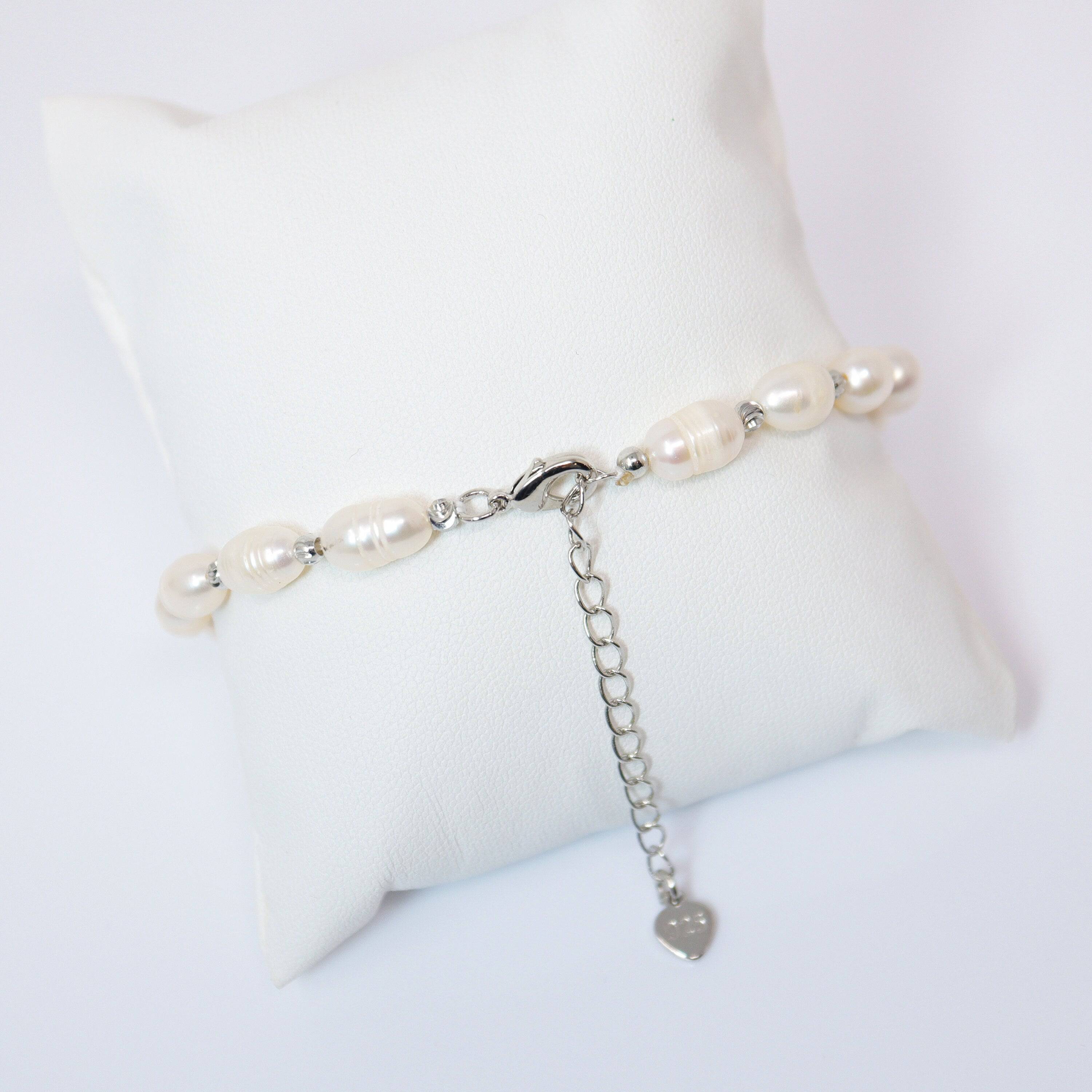 925 Sterling Silver Freshwater Pearl Bracelet - Adjustable Length Bridal Jewelry for Women | Elegant Statement Bracelet for Wedding, Anniversary, Birthday Gift | Perfect for Bridesmaids, Mother of the Bride & Special Occasions