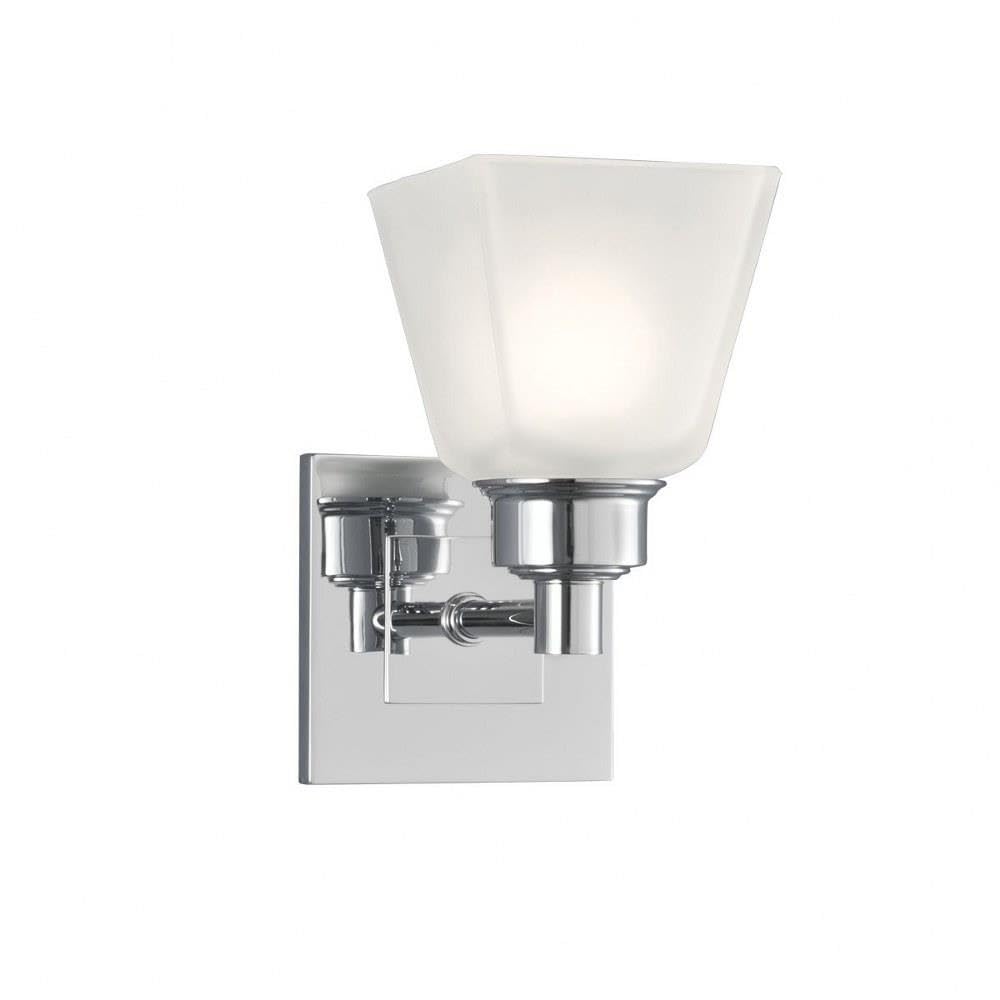 Norwell Lighting Matthew 9635-CH-SQ Chrome Wall Sconce - Modern One Light Bathroom Vanity Fixture for Bedroom, Hallway & Living Room Decor