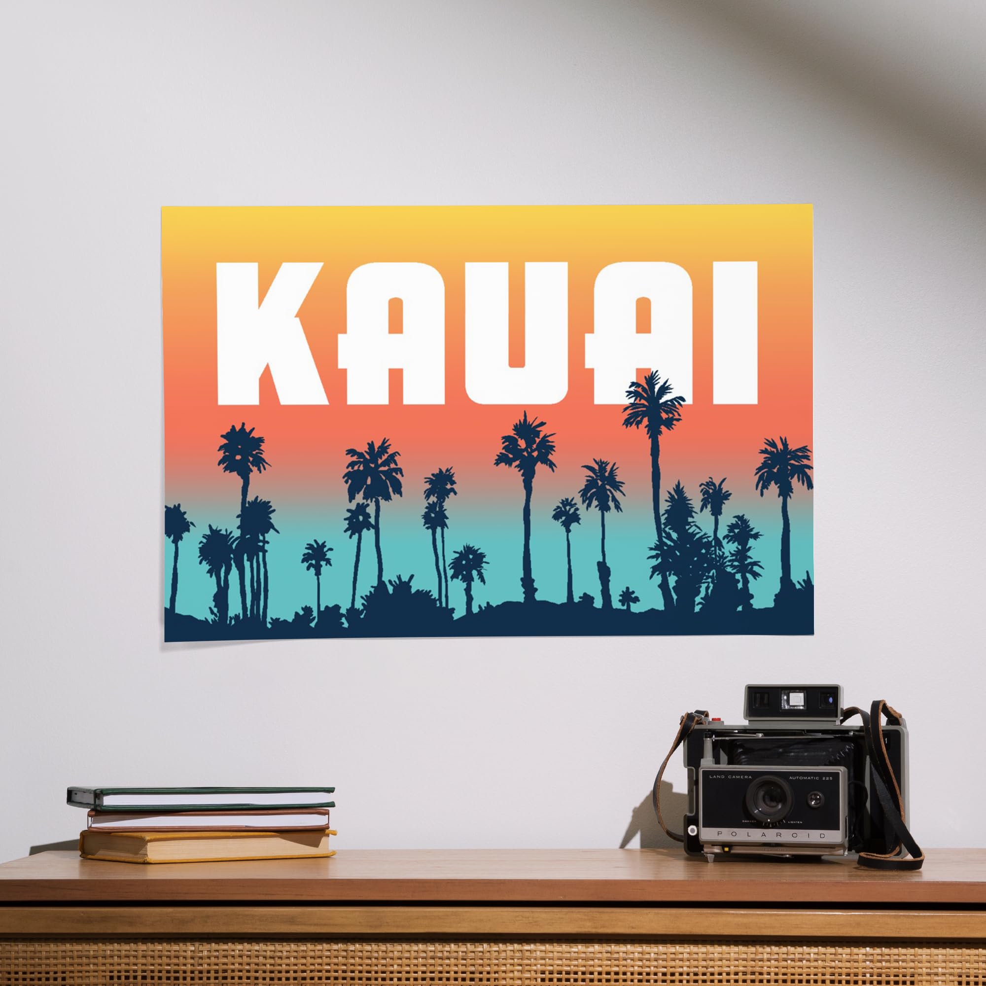 Lantern Press 16x24 Inch Giclee Art Print - Kauai Tropical Landscape with Palm Trees & Aqua Horizon - Perfect for Beach House Decor, Living Room Wall Art & Hawaiian Theme Bedroom