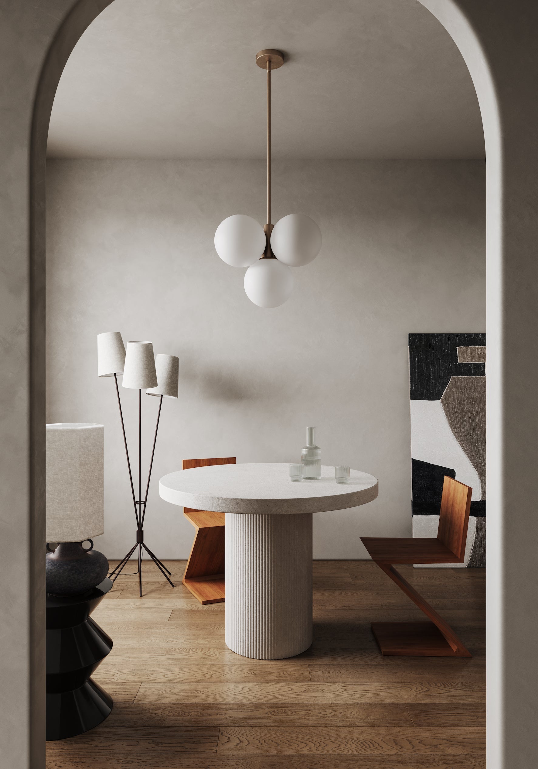 4-Light Brass and Opal Glass Pendant Light Fixture - Elegant Dining Room & Kitchen Island Lighting