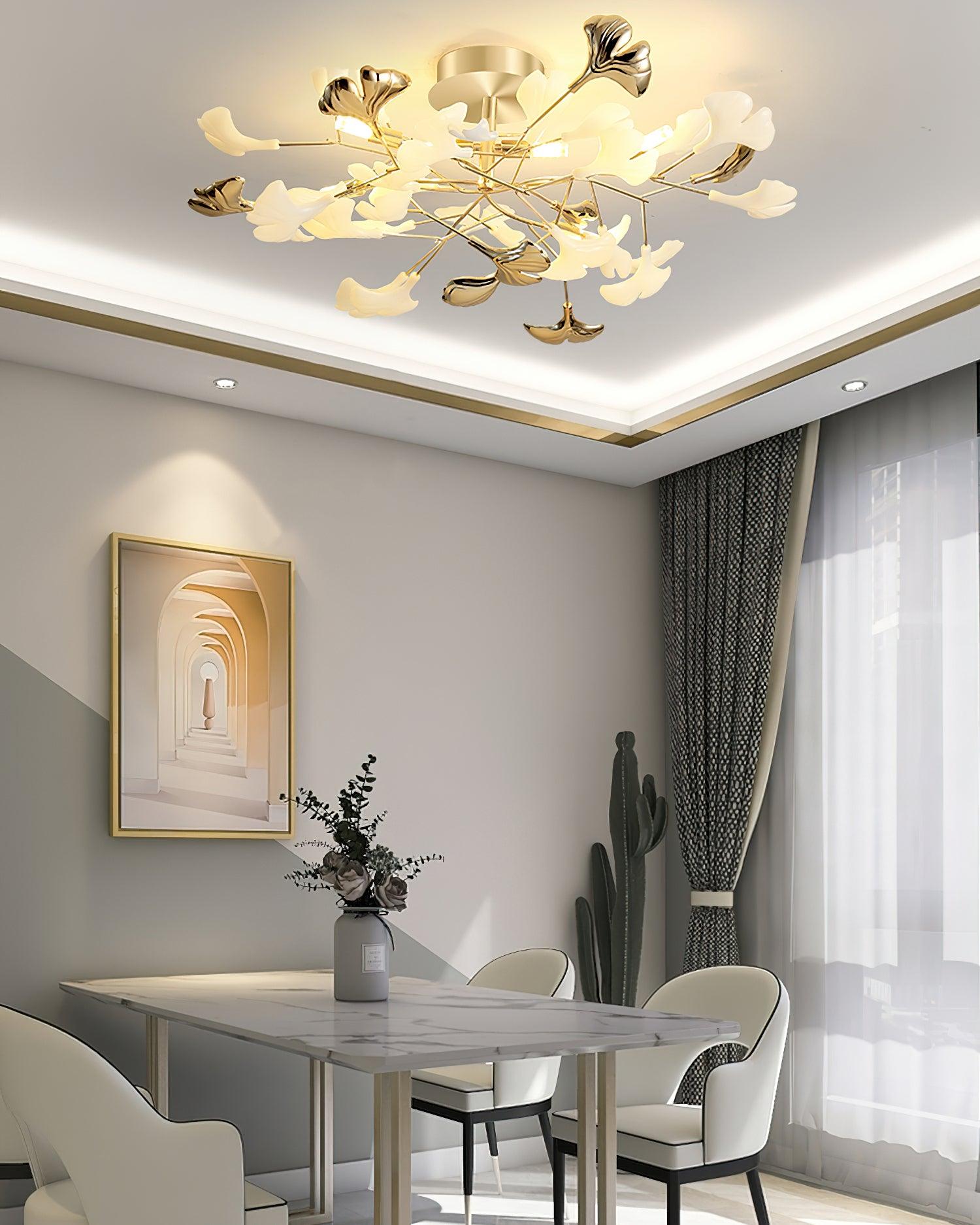 Ginkgo Rotating Ceiling Light - Modern LED Flush Mount Fixture with Adjustable Arms for Living Room, Bedroom, or Dining Room Lighting